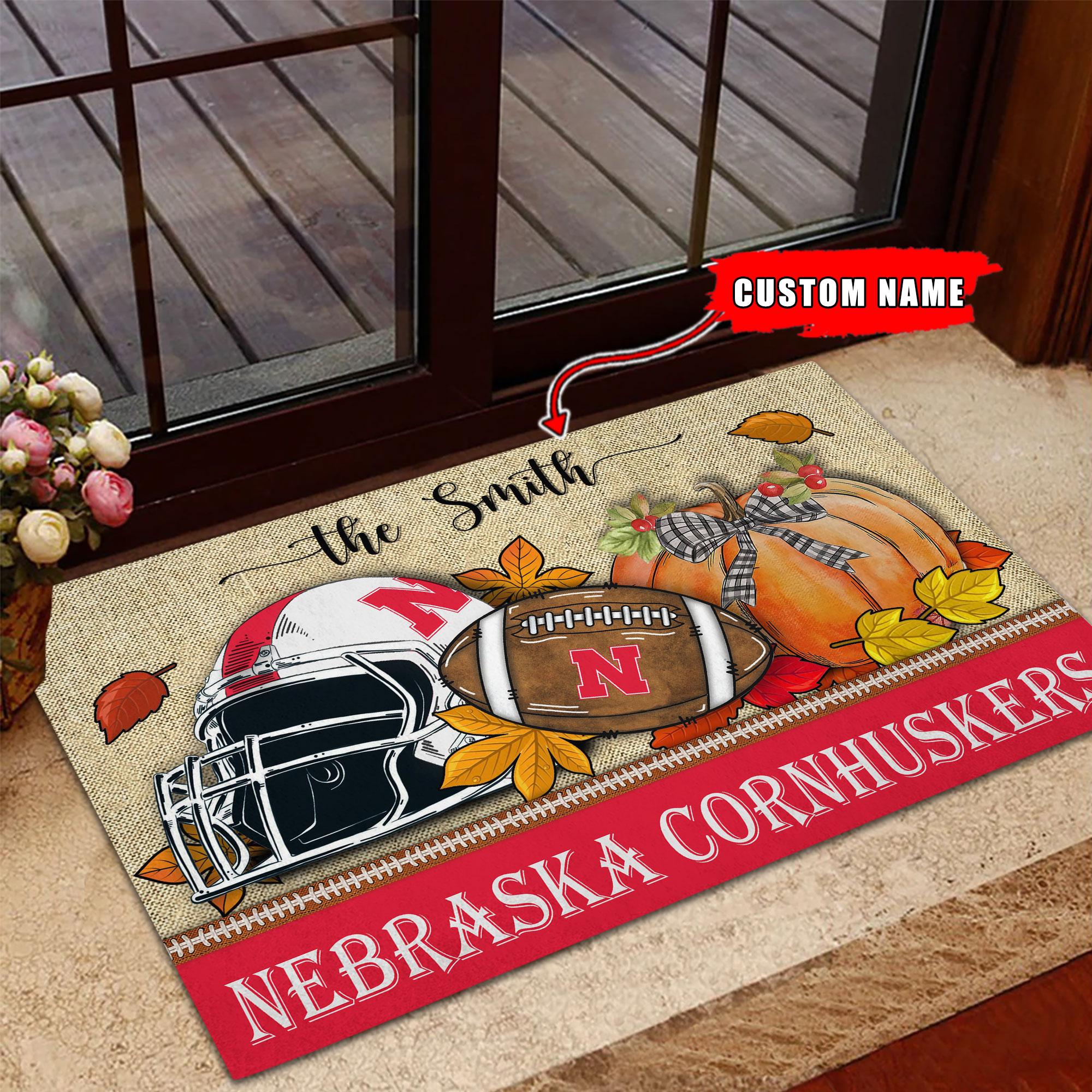 Nebraska Cornhuskers Fall Football Doormat