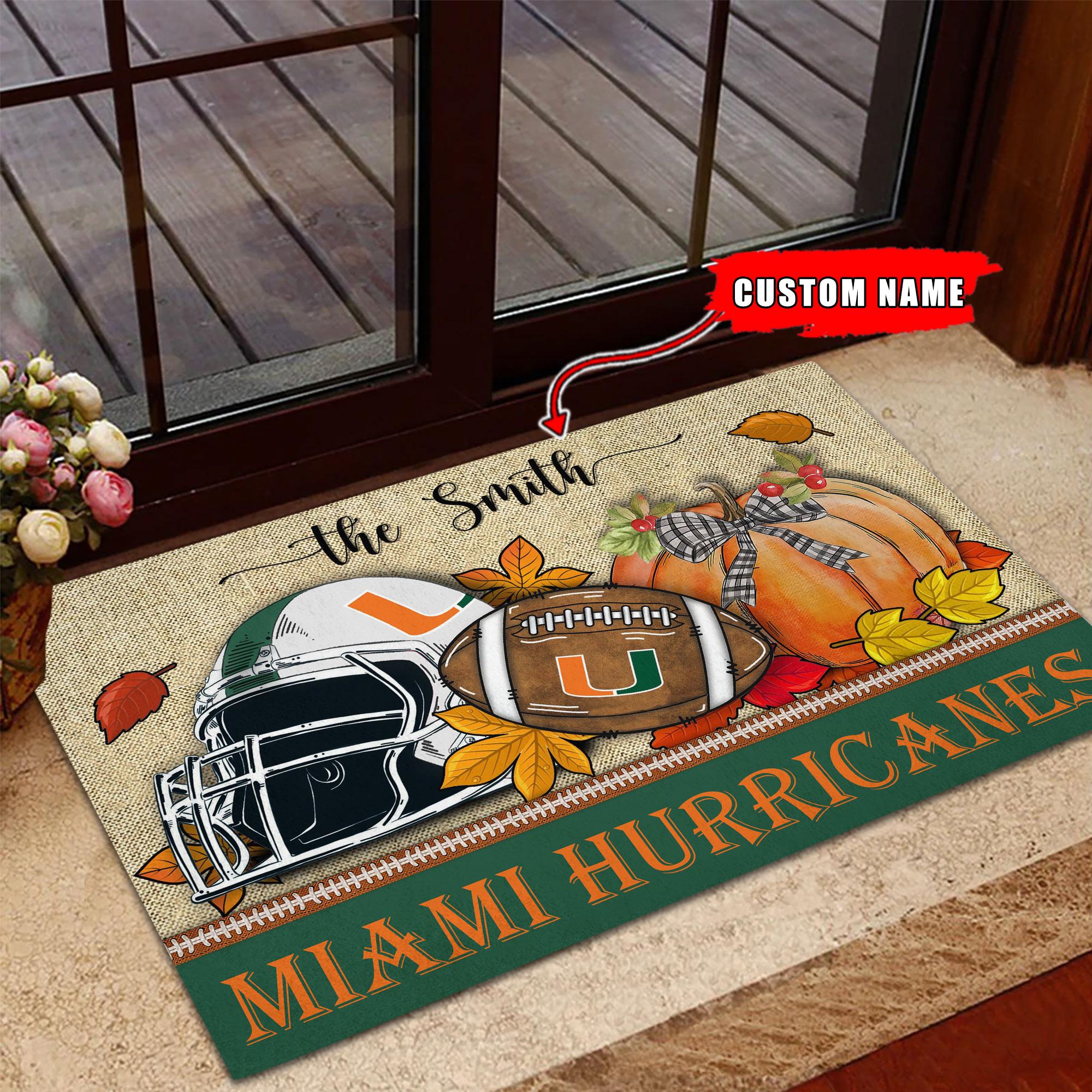 Miami Hurricanes Fall Football Doormat