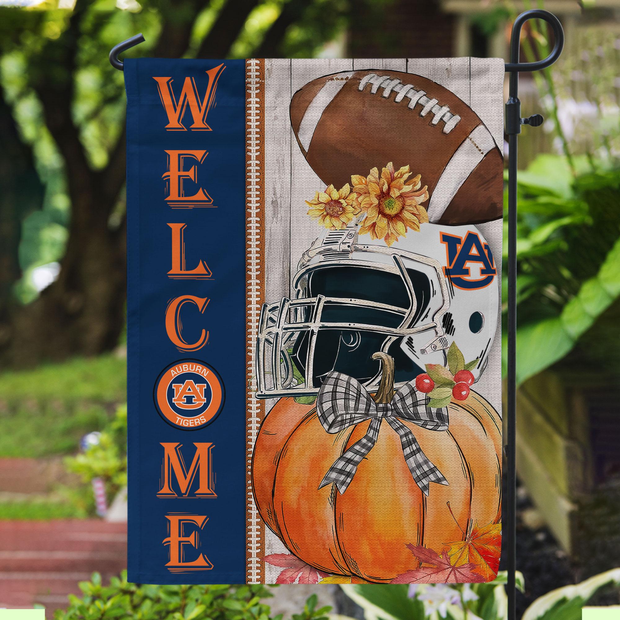 Auburn Tigers Welcome Fall Football Garden Flag - Double Sided Printed