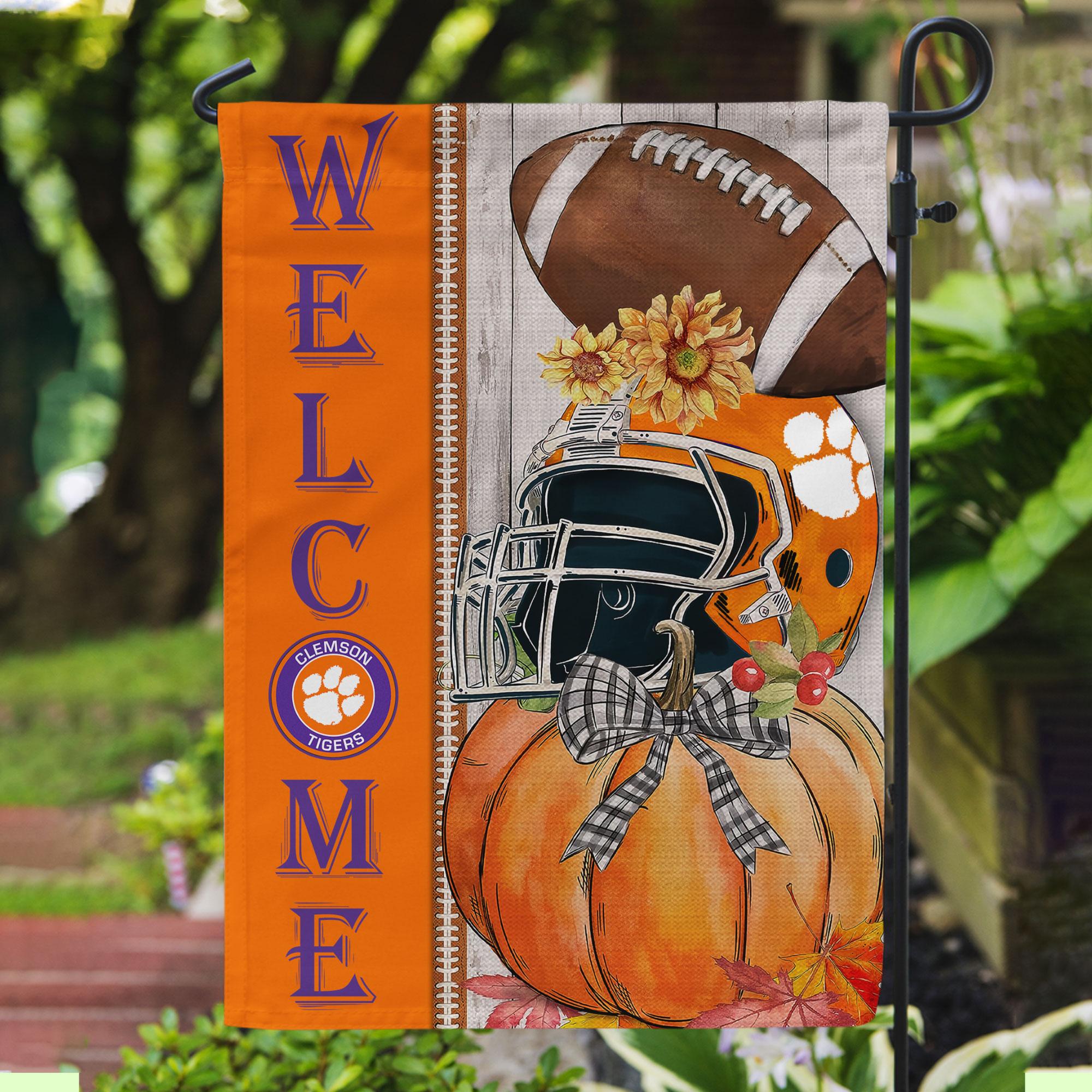 Clemson Tigers Welcome Fall Football Garden Flag - Double Sided Printed