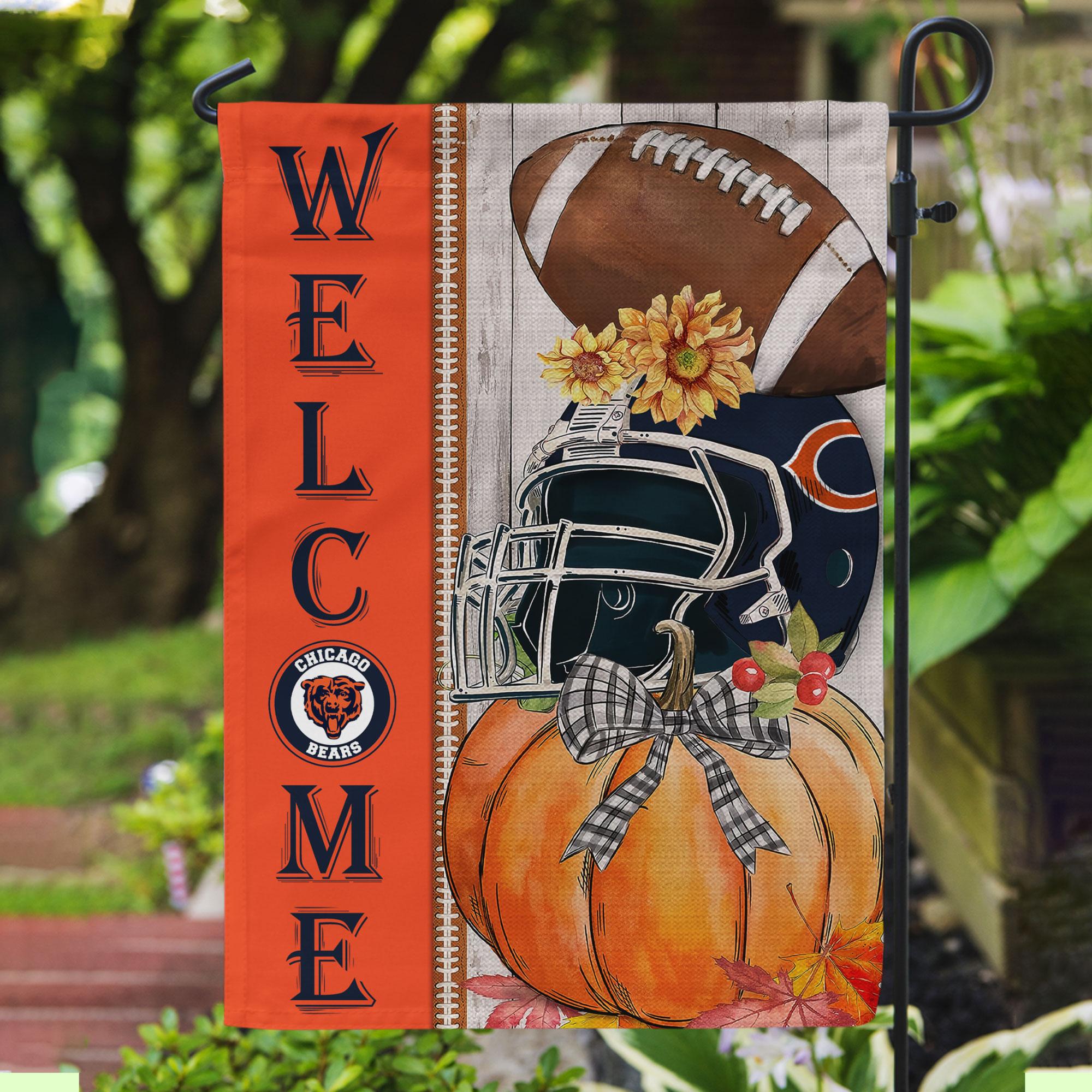 NFL06-Chicago Bears Welcome Fall Football Garden Flag – Double Sided Printed