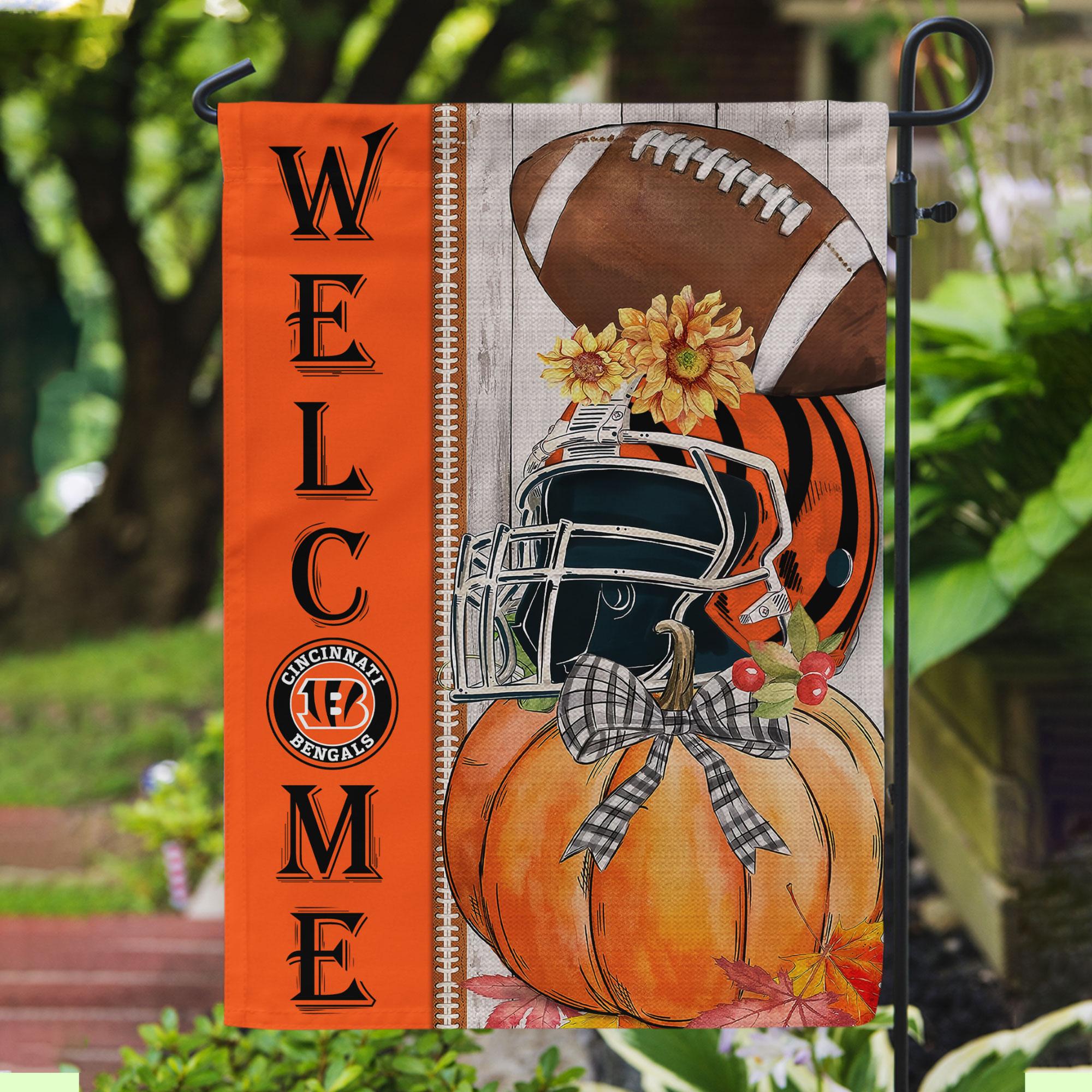 NFL07-Cincinnati Bengals Welcome Fall Football Garden Flag – Double Sided Printed