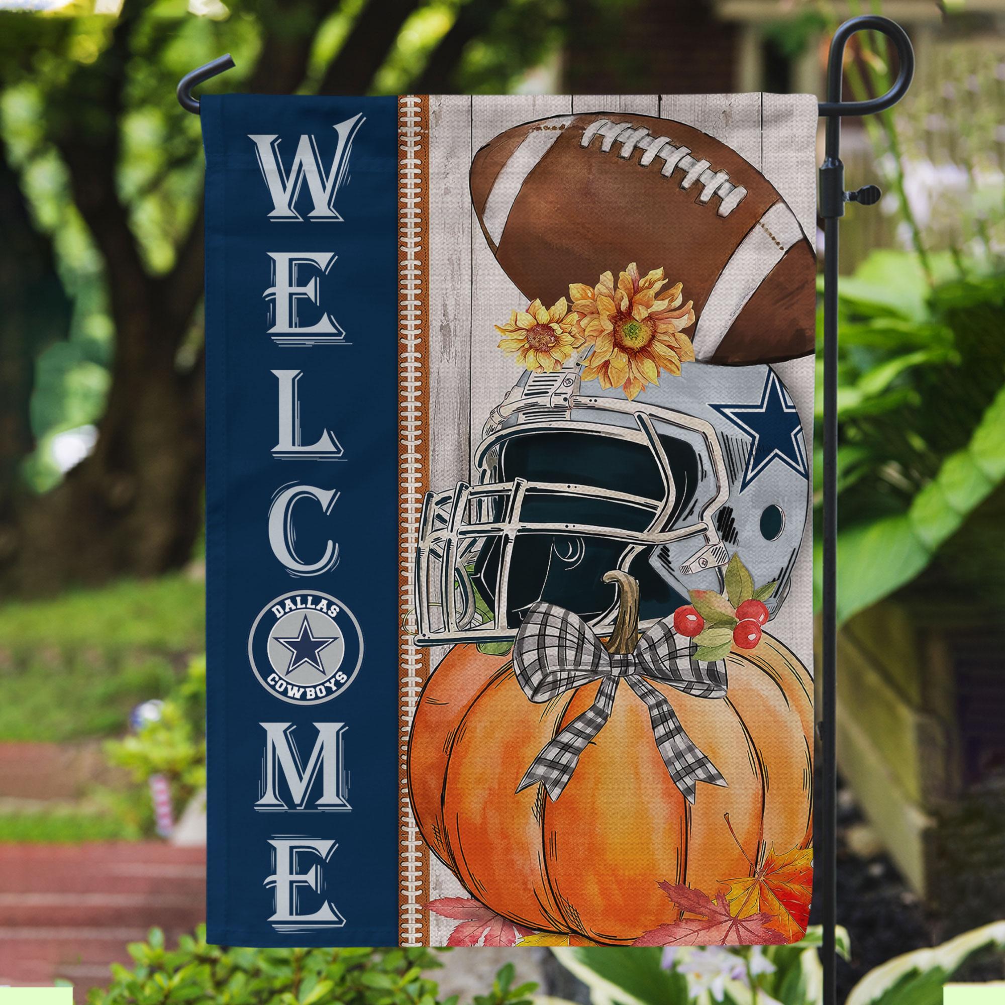 NFL09-Dallas Cowboys Welcome Fall Football Garden Flag – Double Sided Printed