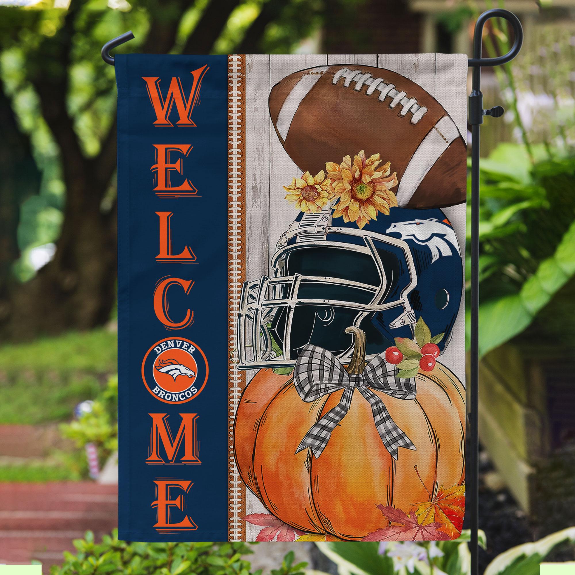 NFL10-Denver Broncos Welcome Fall Football Garden Flag – Double Sided Printed
