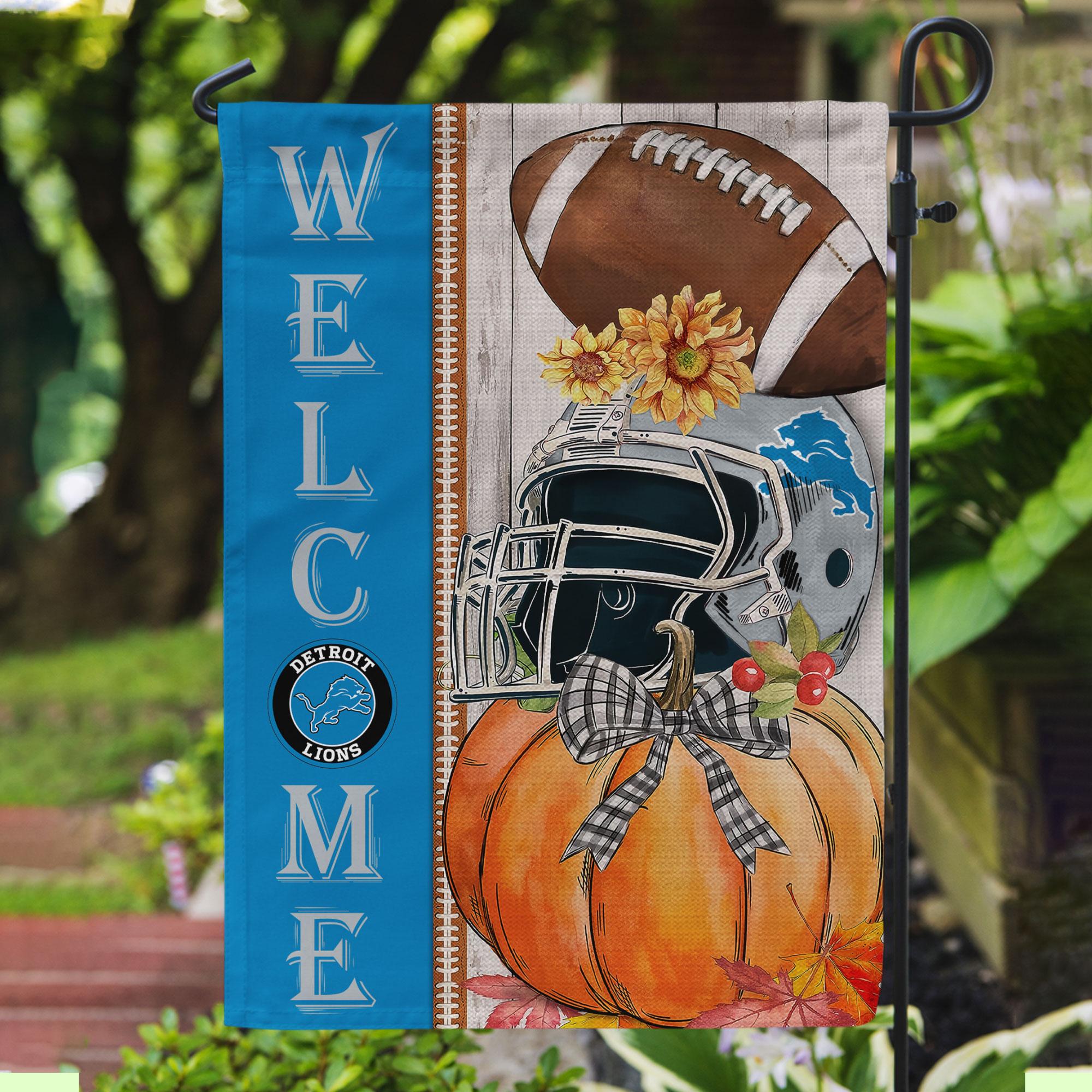 NFL11-Detroit Lions Welcome Fall Football Garden Flag – Double Sided Printed