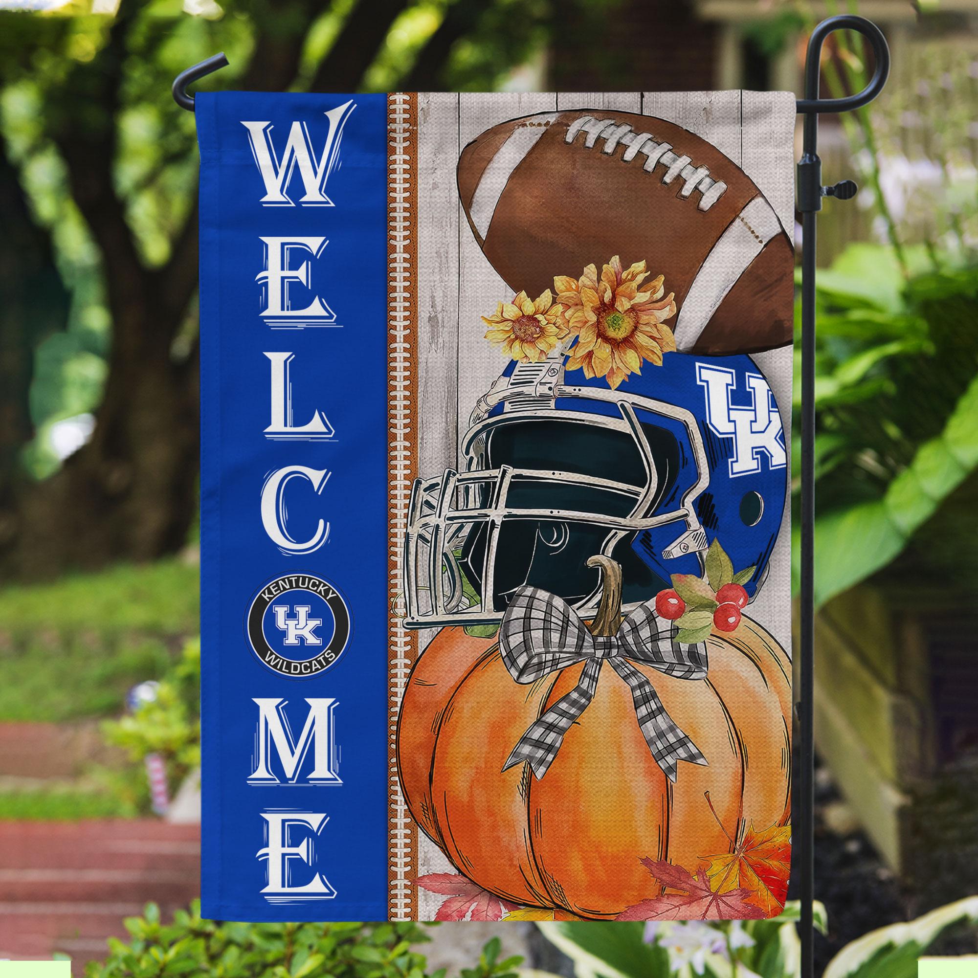 Kentucky Wildcats Welcome Fall Football Garden Flag - Double Sided Printed