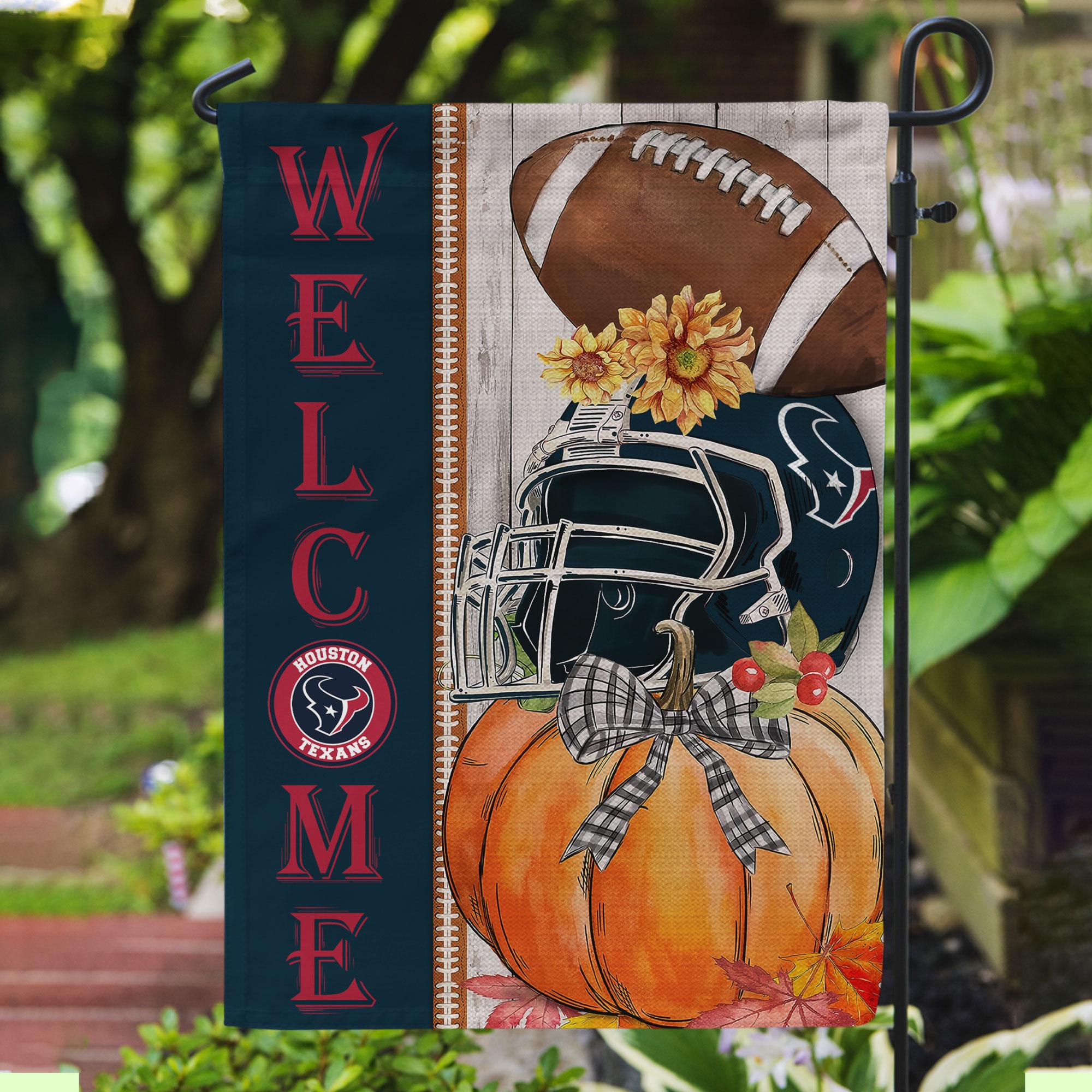 NFL13-Houston Texans Welcome Fall Football Garden Flag – Double Sided Printed
