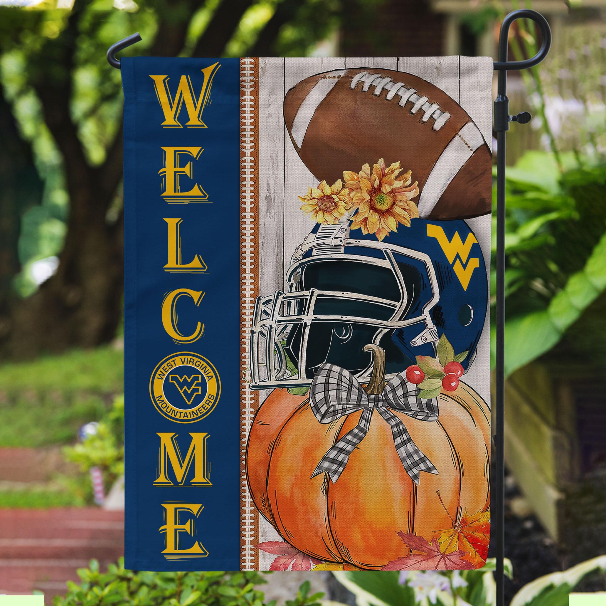 West Virginia Mountaineers Welcome Fall Football Garden Flag - Double Sided Printed