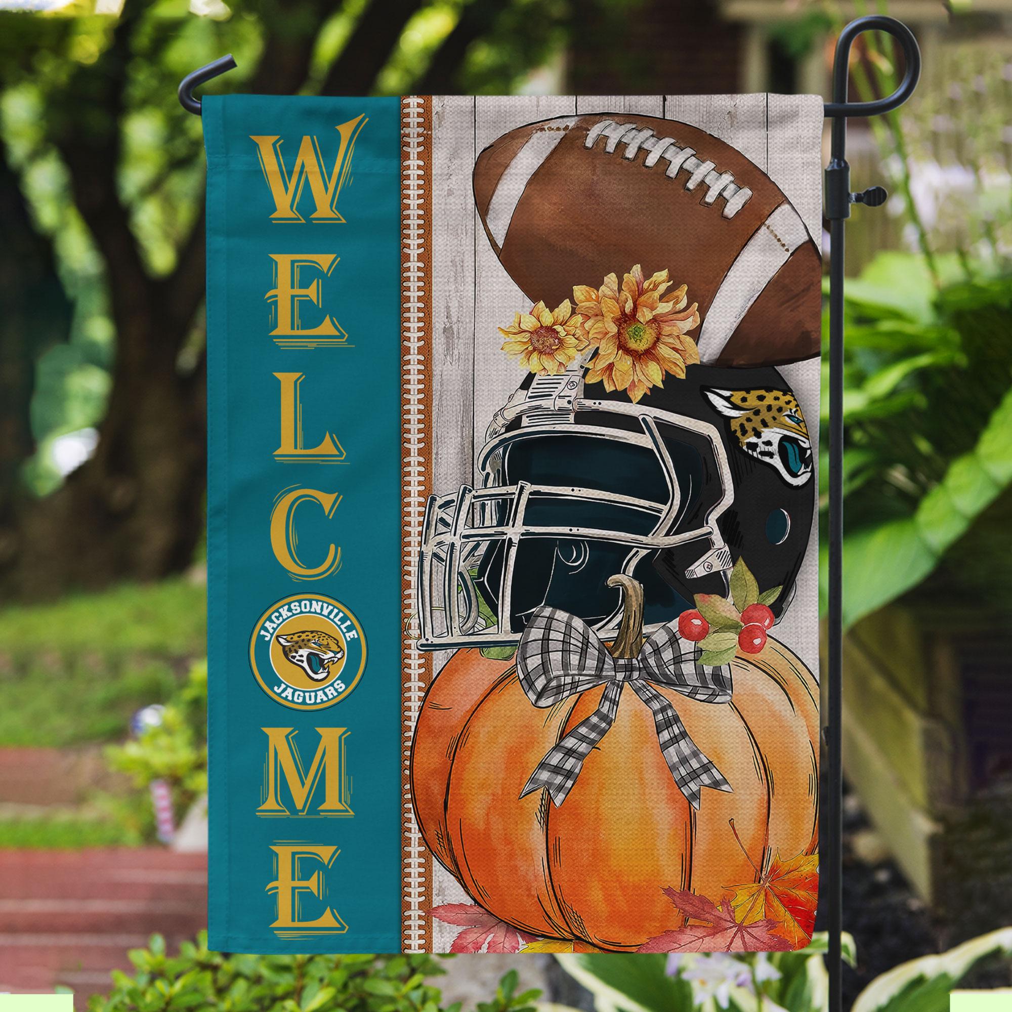 NFL15-Jacksonville Jaguars Welcome Fall Football Garden Flag – Double Sided Printed