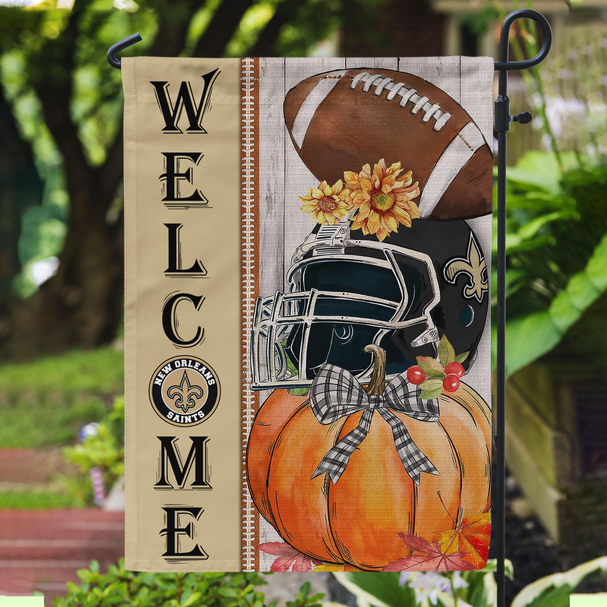 NFL20-New Orleans Saints Welcome Fall Football Garden Flag – Double Sided Printed