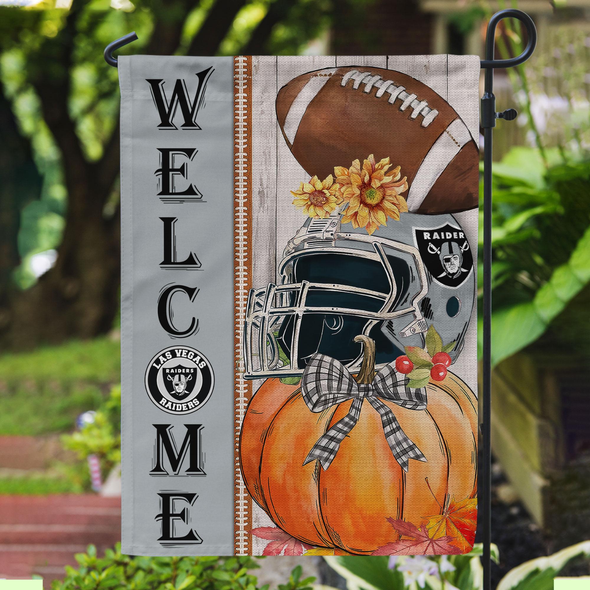NFL23-Las Vegas Raiders Welcome Fall Football Garden Flag – Double Sided Printed