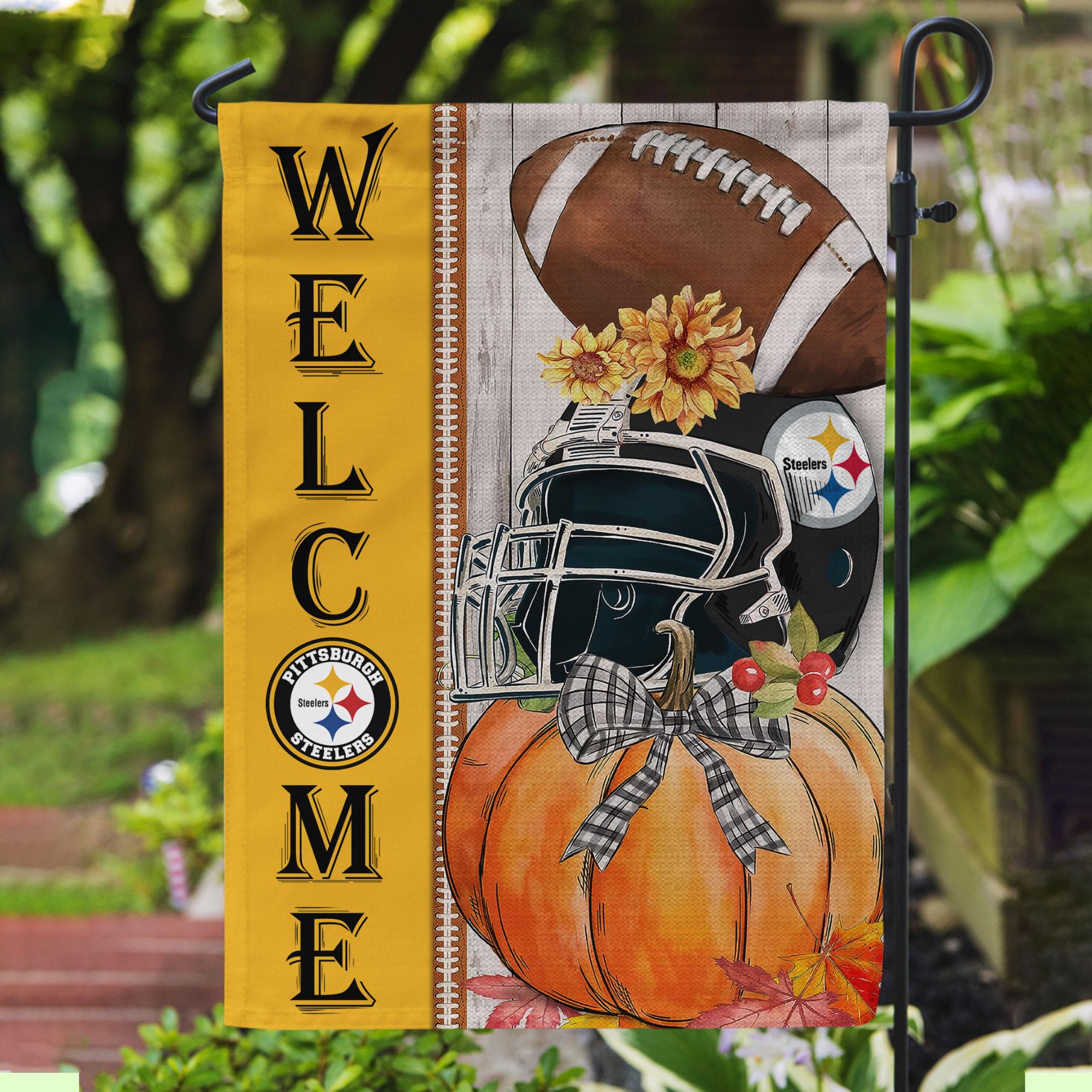 NFL25-Pittsburgh Steelers Welcome Fall Football Garden Flag – Double Sided Printed