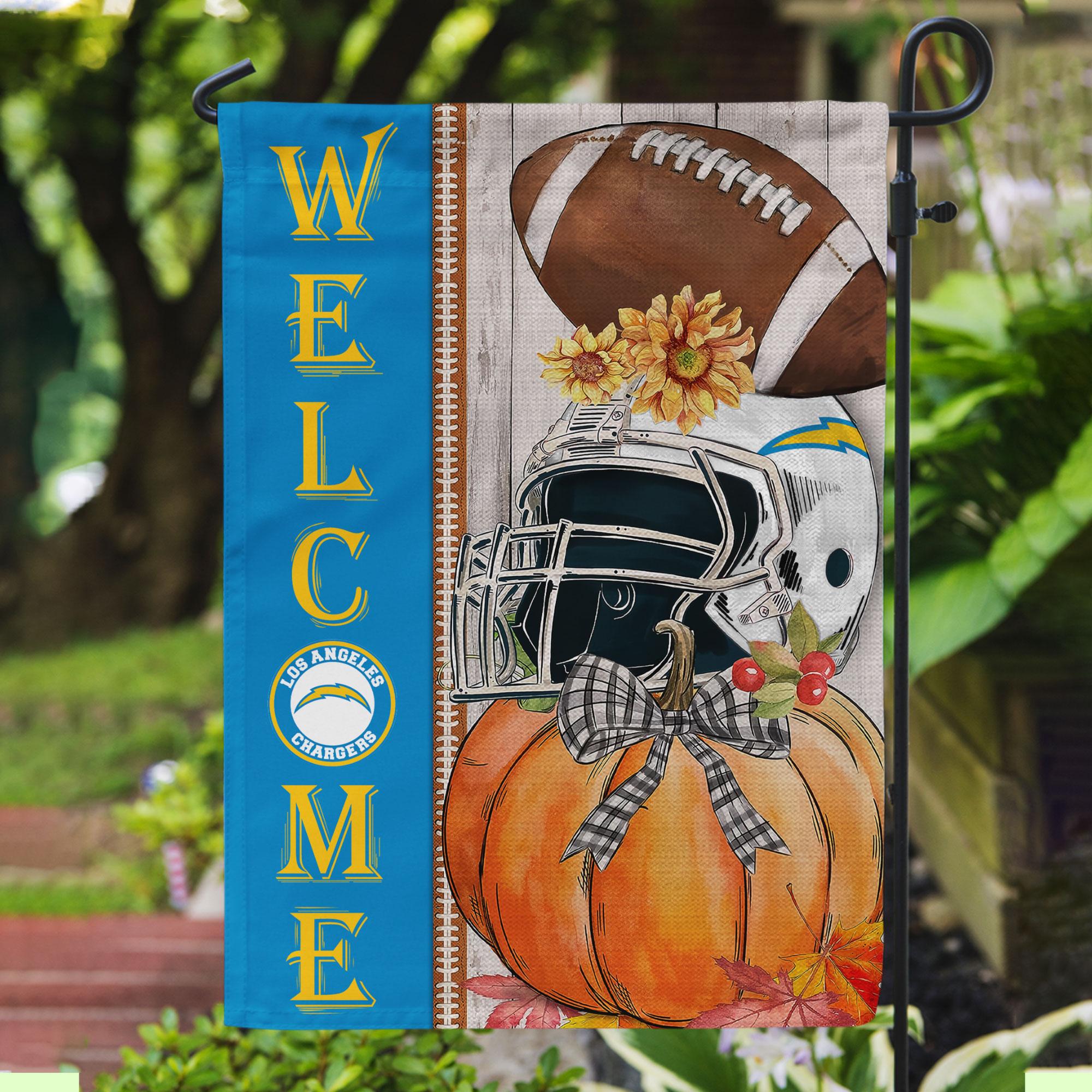 NFL27-Los Angeles Chargers Welcome Fall Football Garden Flag – Double Sided Printed