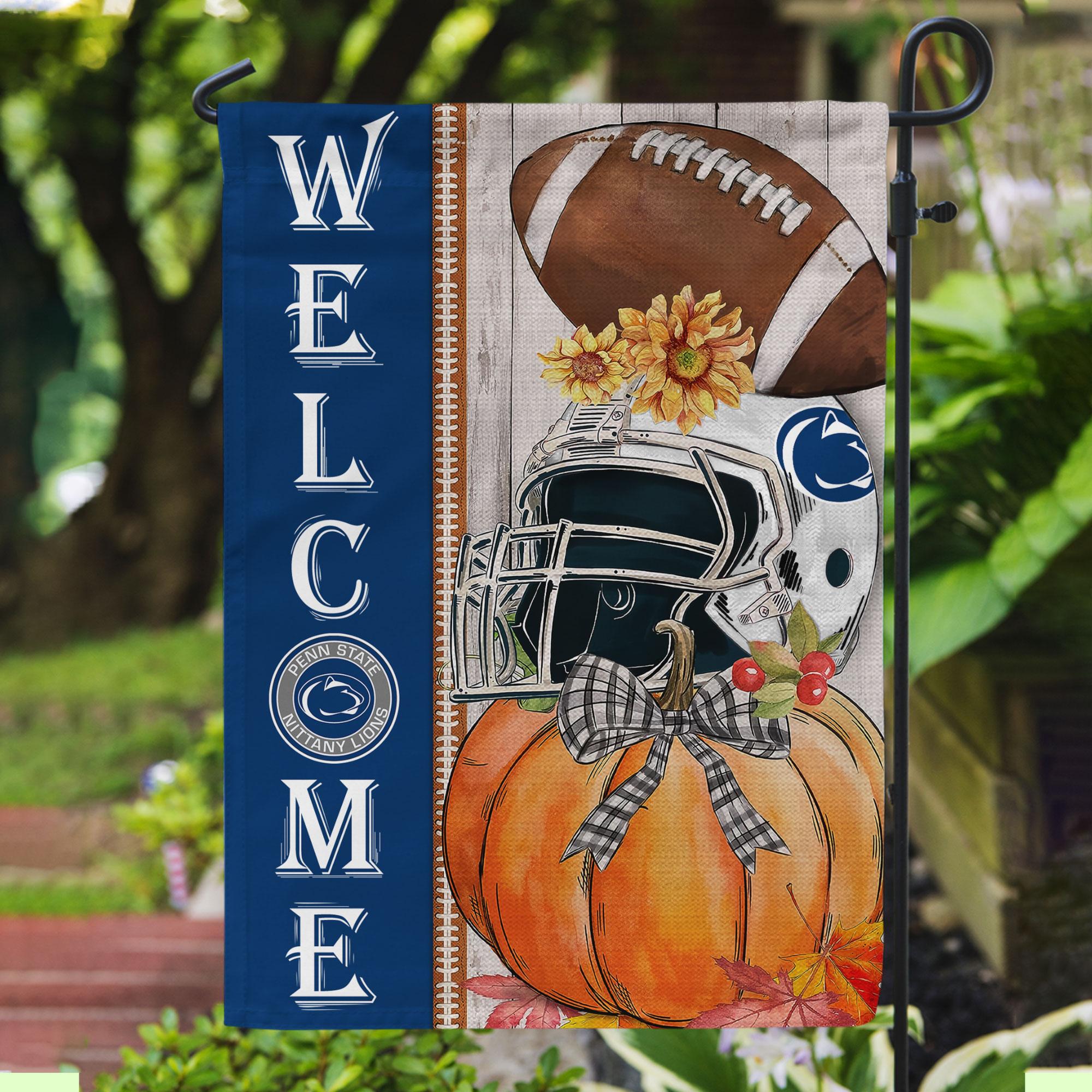 Penn State Nittany Lions Welcome Fall Football Garden Flag - Double Sided Printed