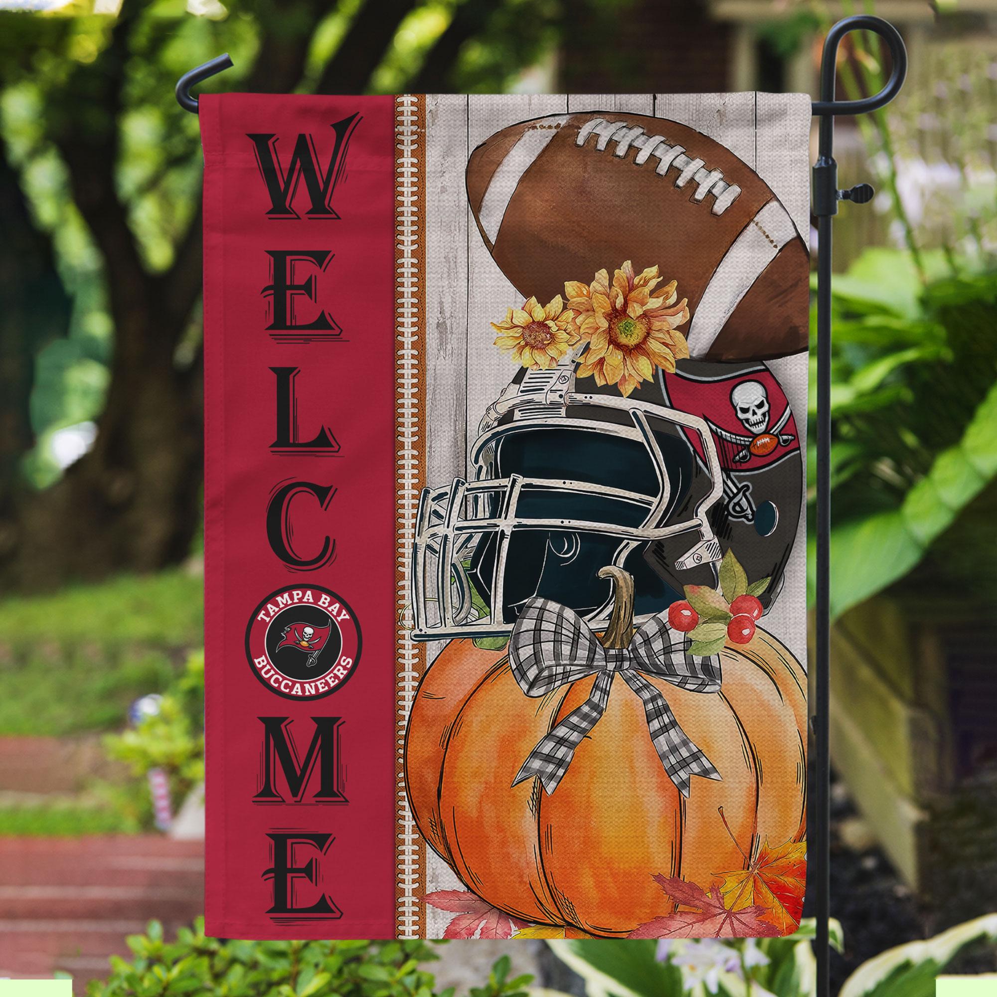 NFL30-Tampa Bay Buccaneers Welcome Fall Football Garden Flag – Double Sided Printed