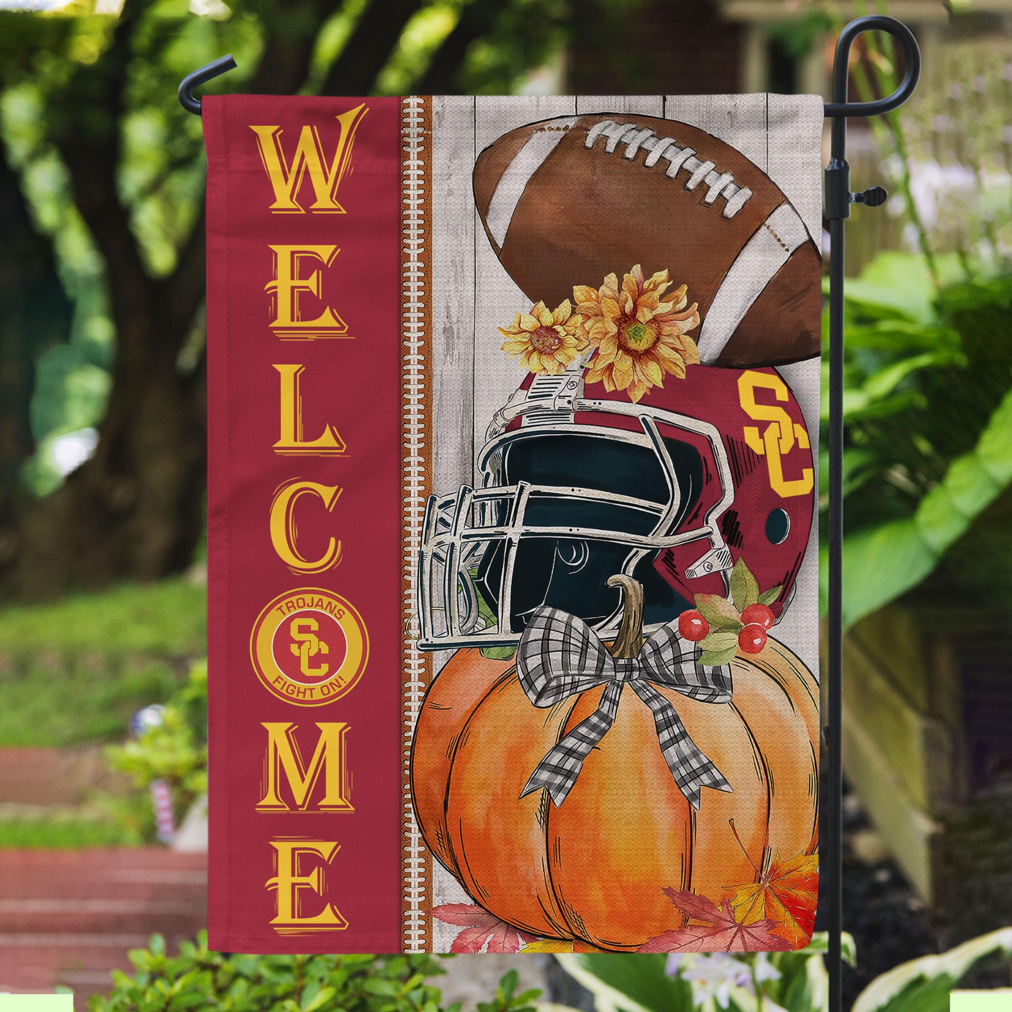 USC Trojans Welcome Fall Football Garden Flag - Double Sided Printed