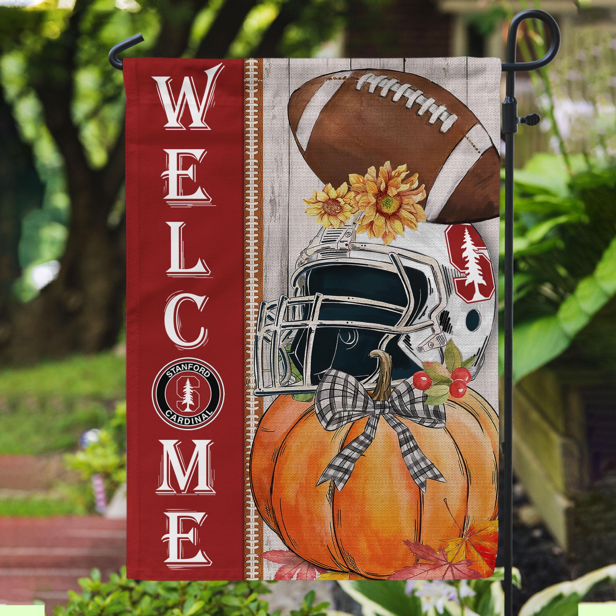 Stanford Cardinal Welcome Fall Football Garden Flag - Double Sided Printed