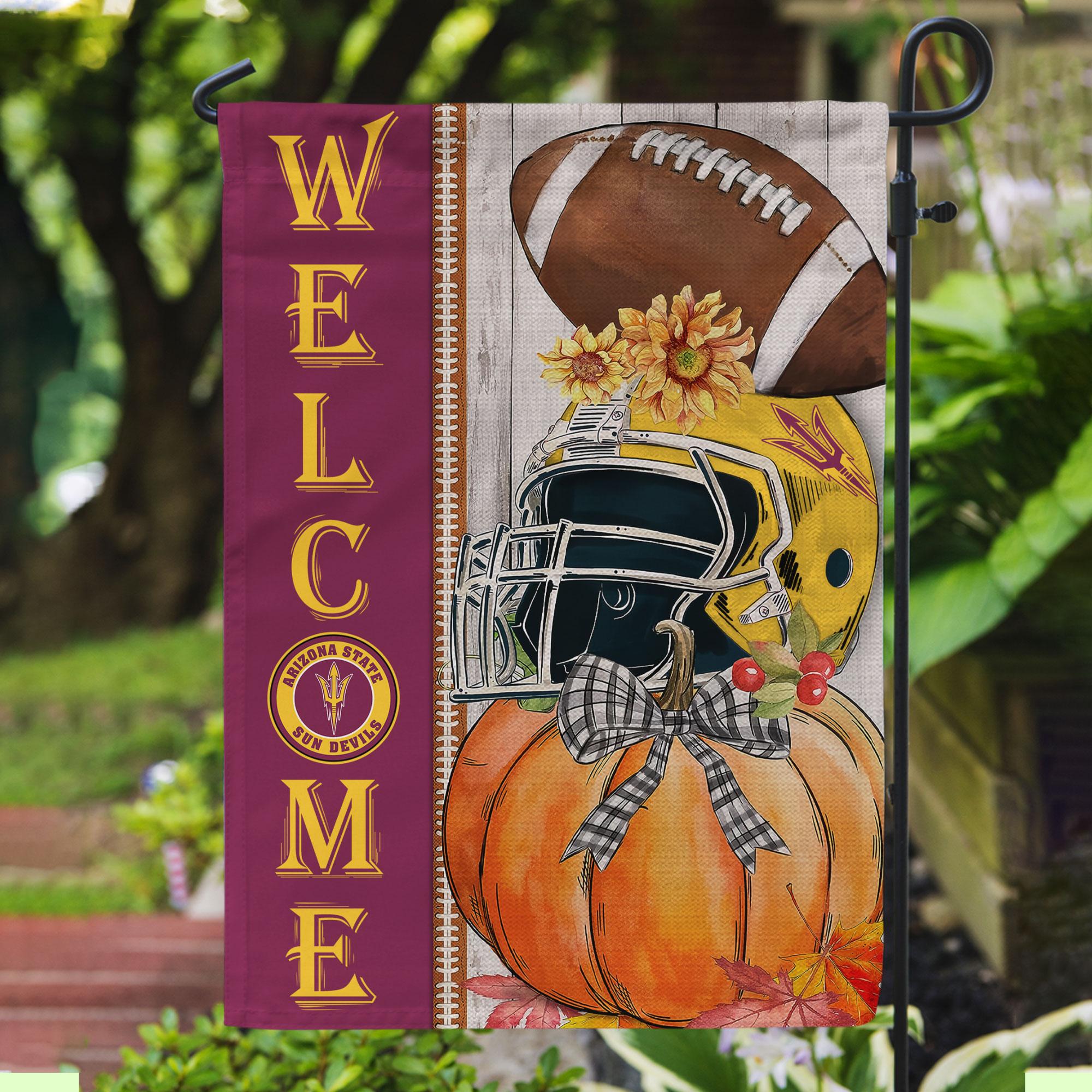 Arizona State Sun Devils Welcome Fall Football Garden Flag - Double Sided Printed