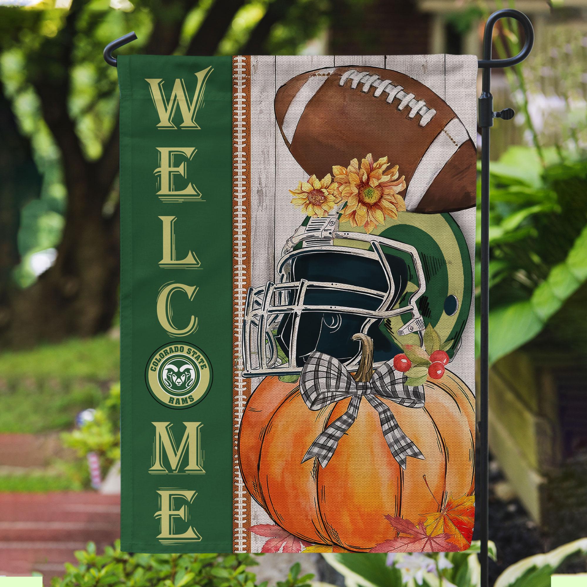 Colorado State Rams Welcome Fall Football Garden Flag - Double Sided Printed