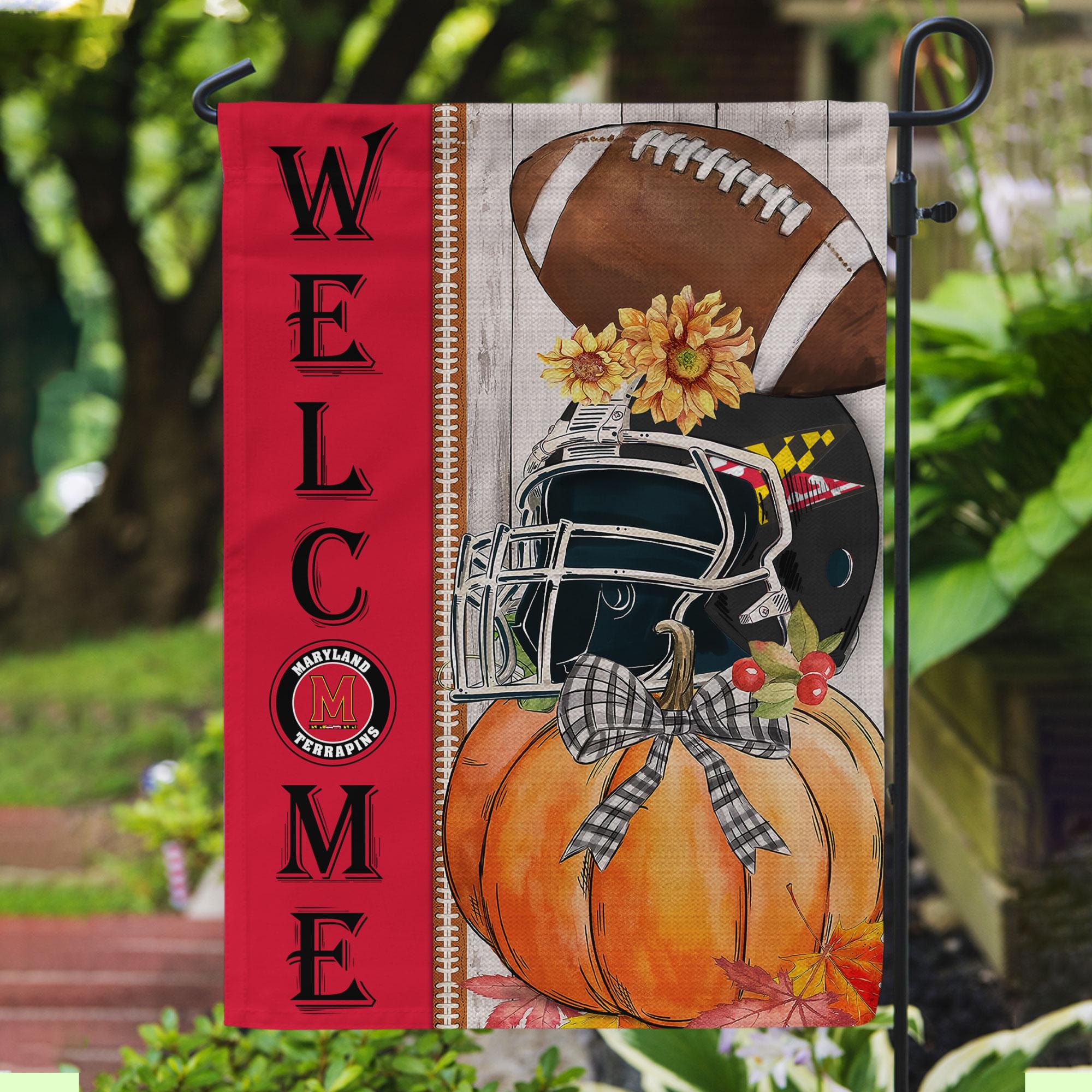 Maryland Terrapins Welcome Fall Football Garden Flag - Double Sided Printed