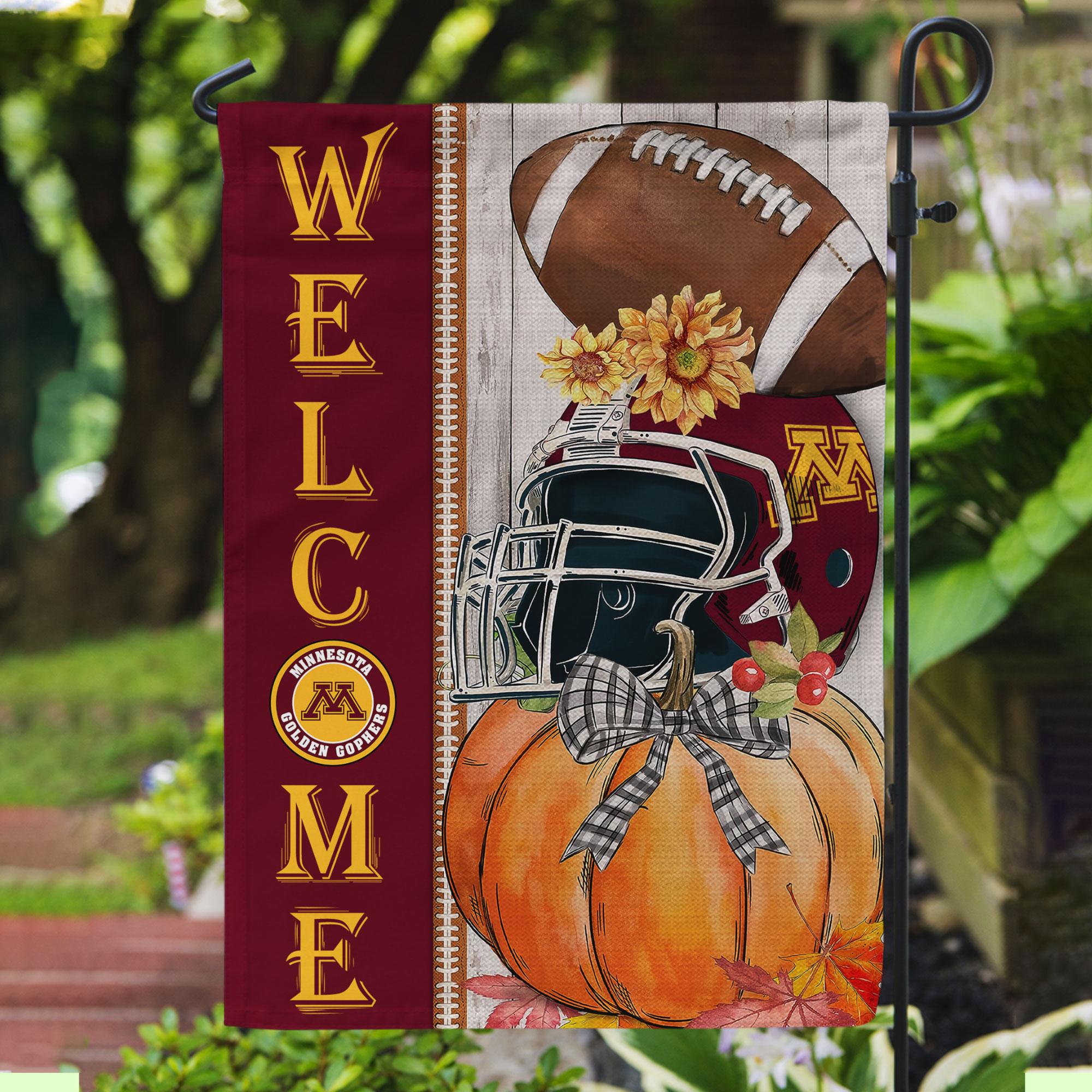 Minnesota Golden Gophers Welcome Fall Football Garden Flag - Double Sided Printed