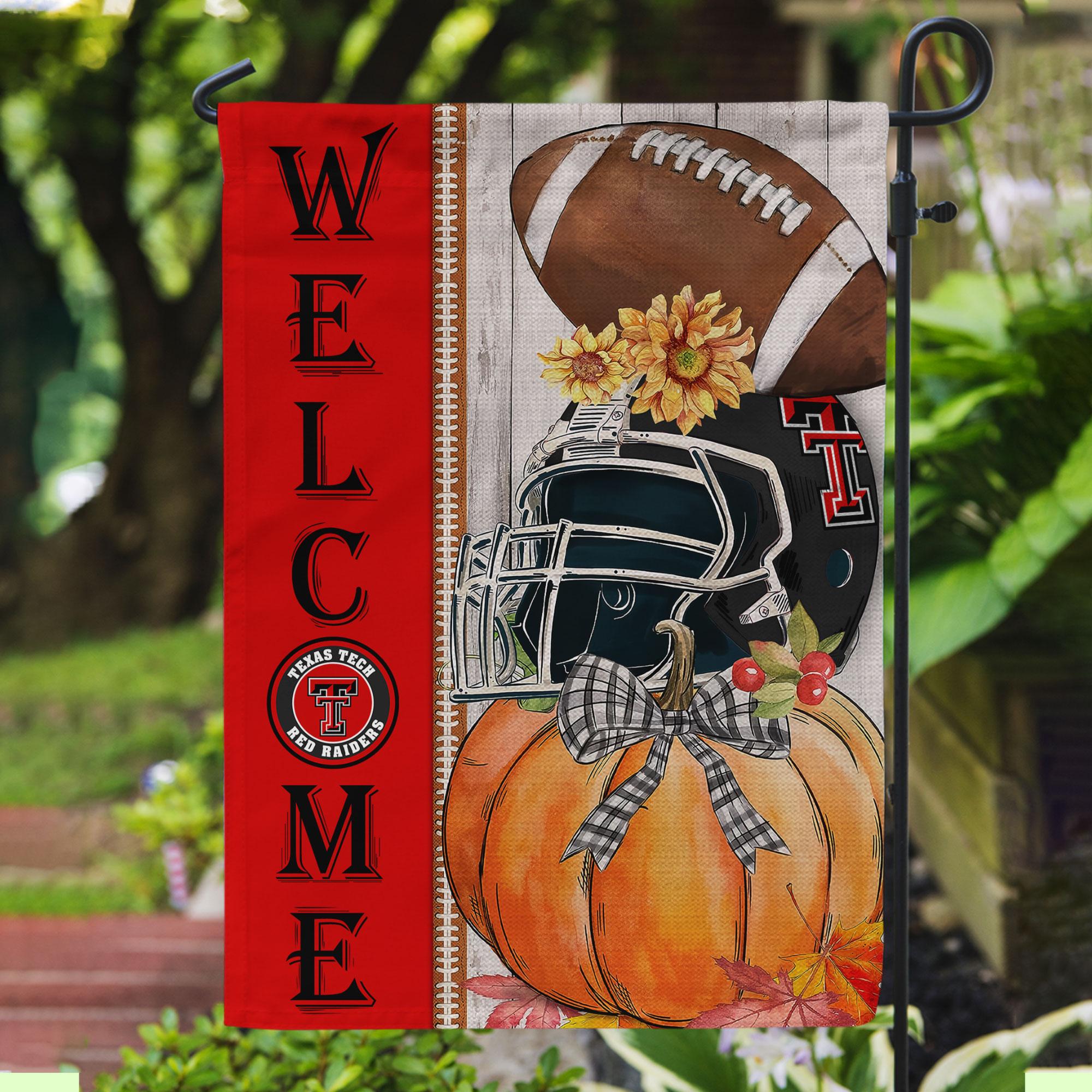 Texas Tech Red Raiders Welcome Fall Football Garden Flag - Double Sided Printed
