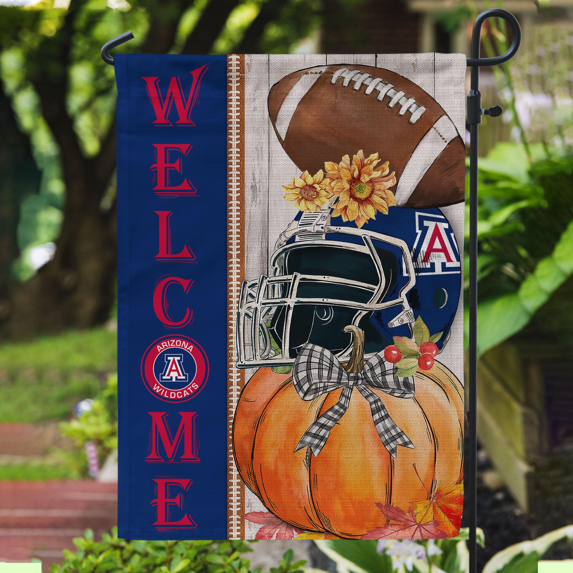Arizona Wildcats Welcome Fall Football Garden Flag - Double Sided Printed