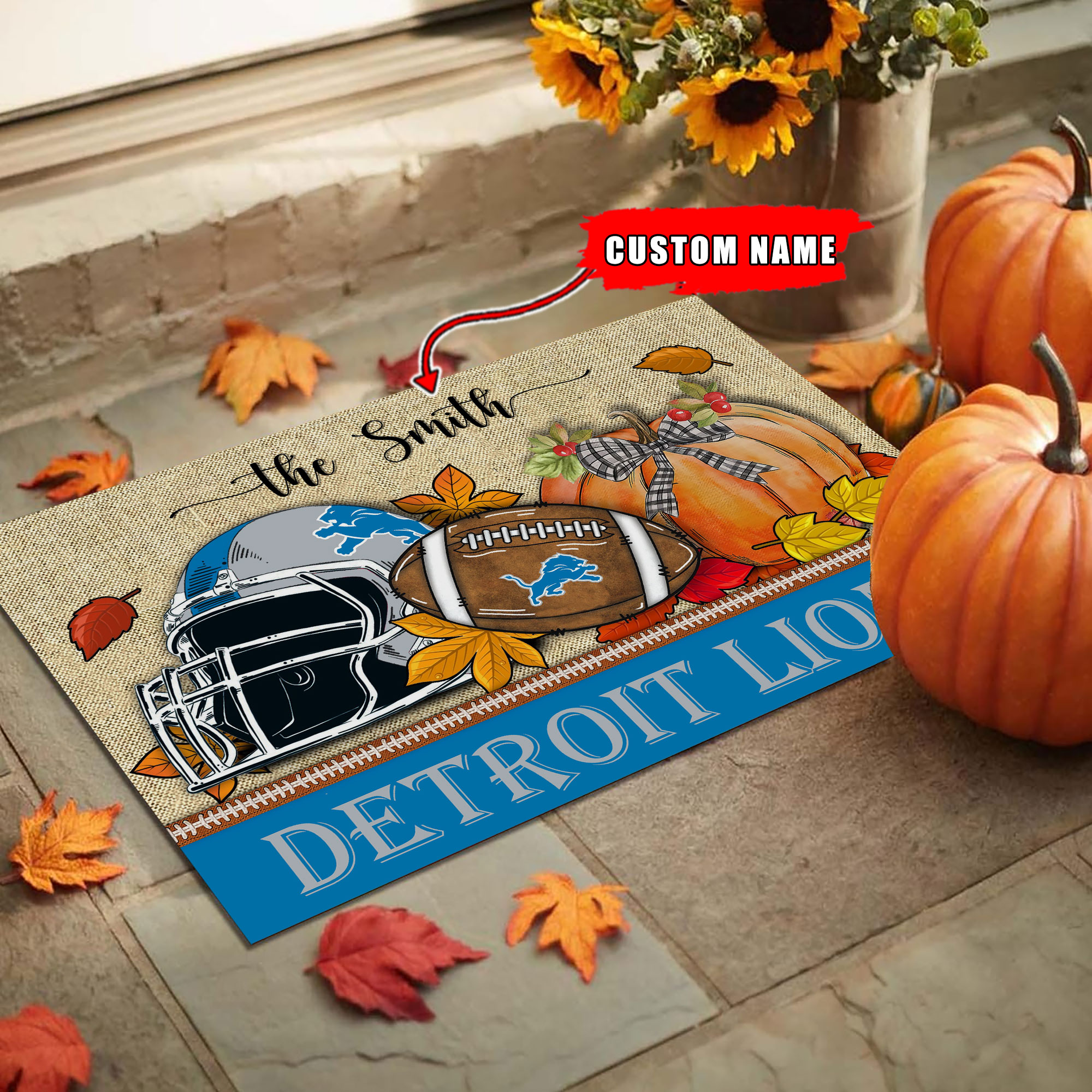 Detroit Lions Fall Football Doormat