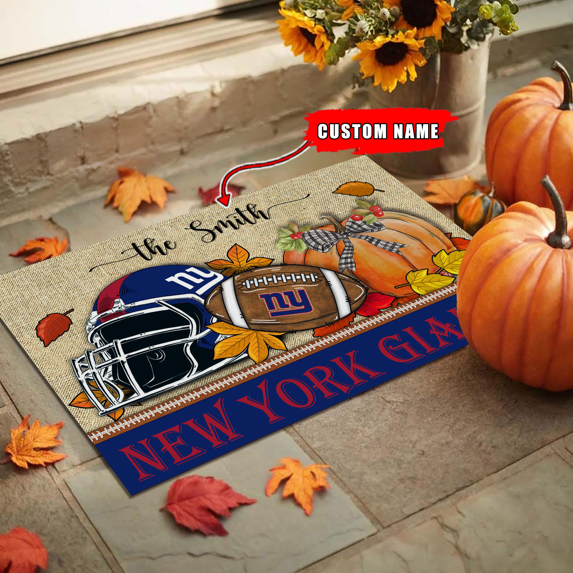 NFL21-New York Giants Fall Football Doormat – Custom name