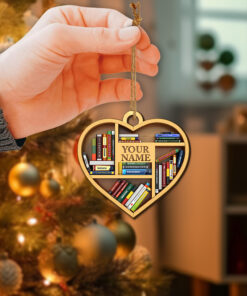 Alternative view of Book ornament Personalized Book Wooden Ornament Personalized Your Name, Christmas Gift For Book Lovers, Christmas Decorations