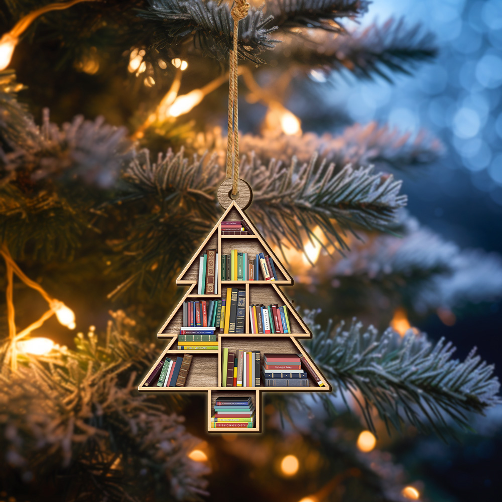 Book ornament Personalized Book Wooden Ornament Personalized Your Name, Christmas Gift For Book Lovers, Christmas Decorations