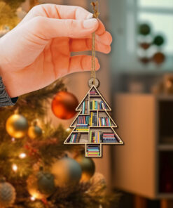 Alternative view of Book ornament Personalized Book Wooden Ornament Personalized Your Name, Christmas Gift For Book Lovers, Christmas Decorations