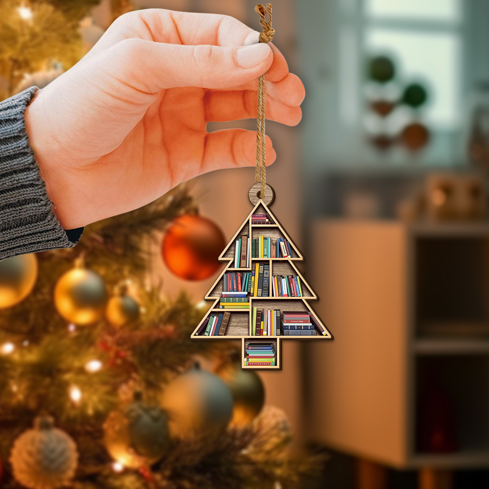 Book ornament Personalized Book Wooden Ornament Personalized Your Name, Christmas Gift For Book Lovers, Christmas Decorations - Image 2