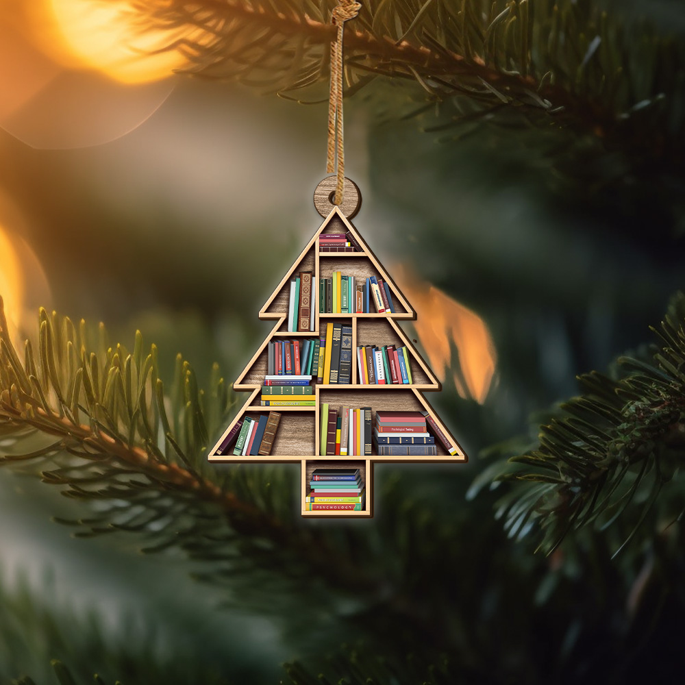 Book ornament Personalized Book Wooden Ornament Personalized Your Name, Christmas Gift For Book Lovers, Christmas Decorations - Image 3
