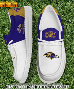 14 Baltimore Ravens Football White Hey Dude Canvas Loafer Shoes