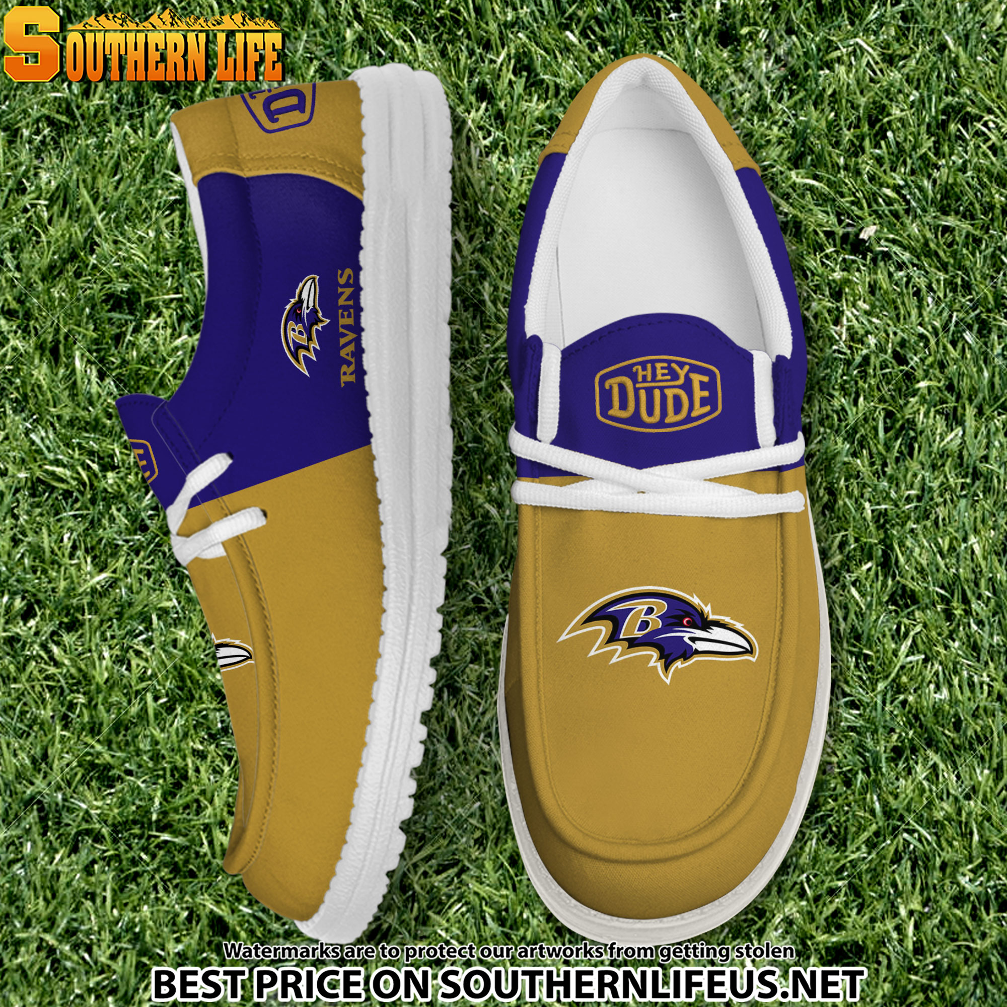 14 Baltimore Ravens Football Hey Dude Canvas Loafer Shoes