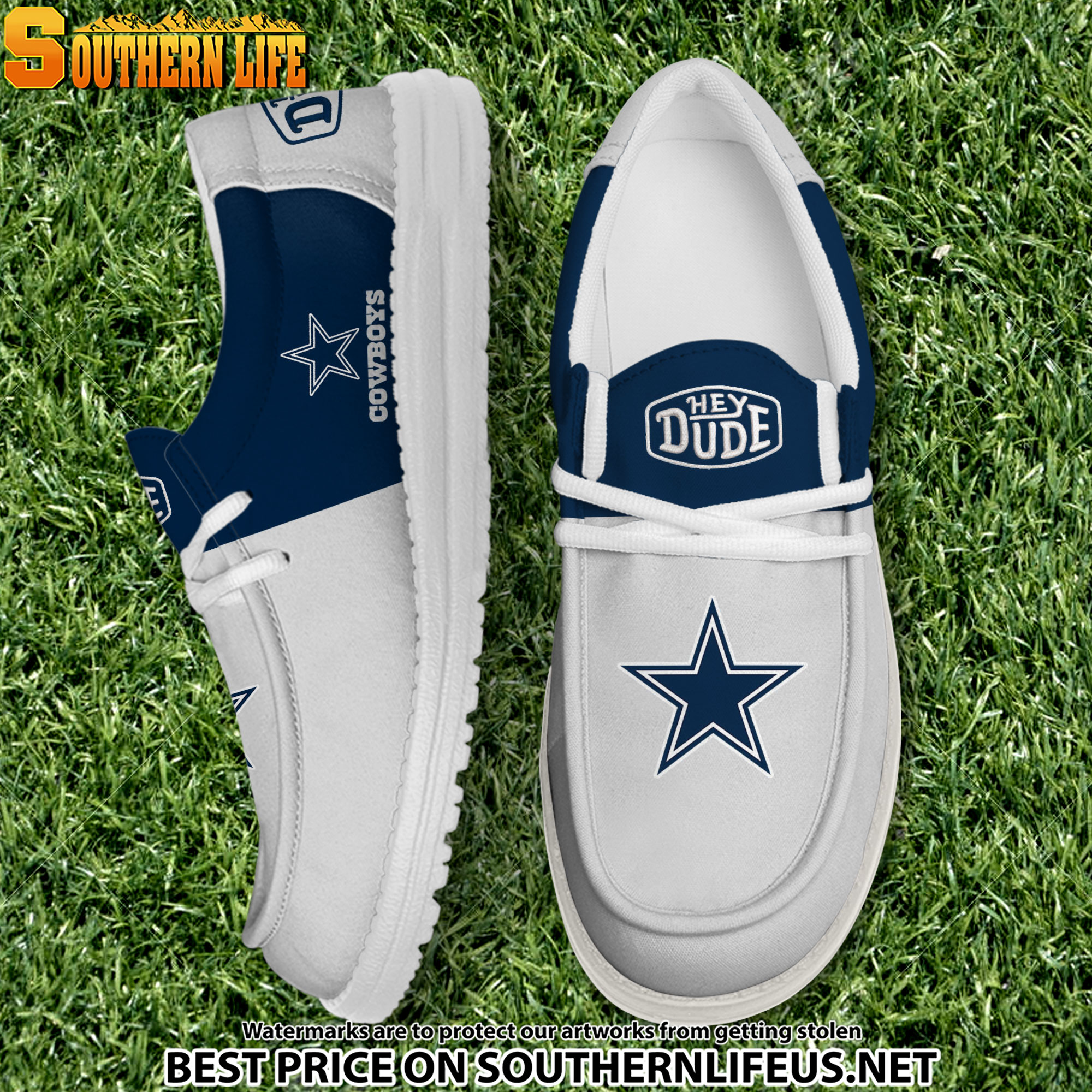 02 Dallas Cowboys Football Hey Dude Canvas Loafer Shoes