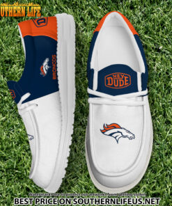 15 Denver Broncos Football White Hey Dude Canvas Loafer Shoes