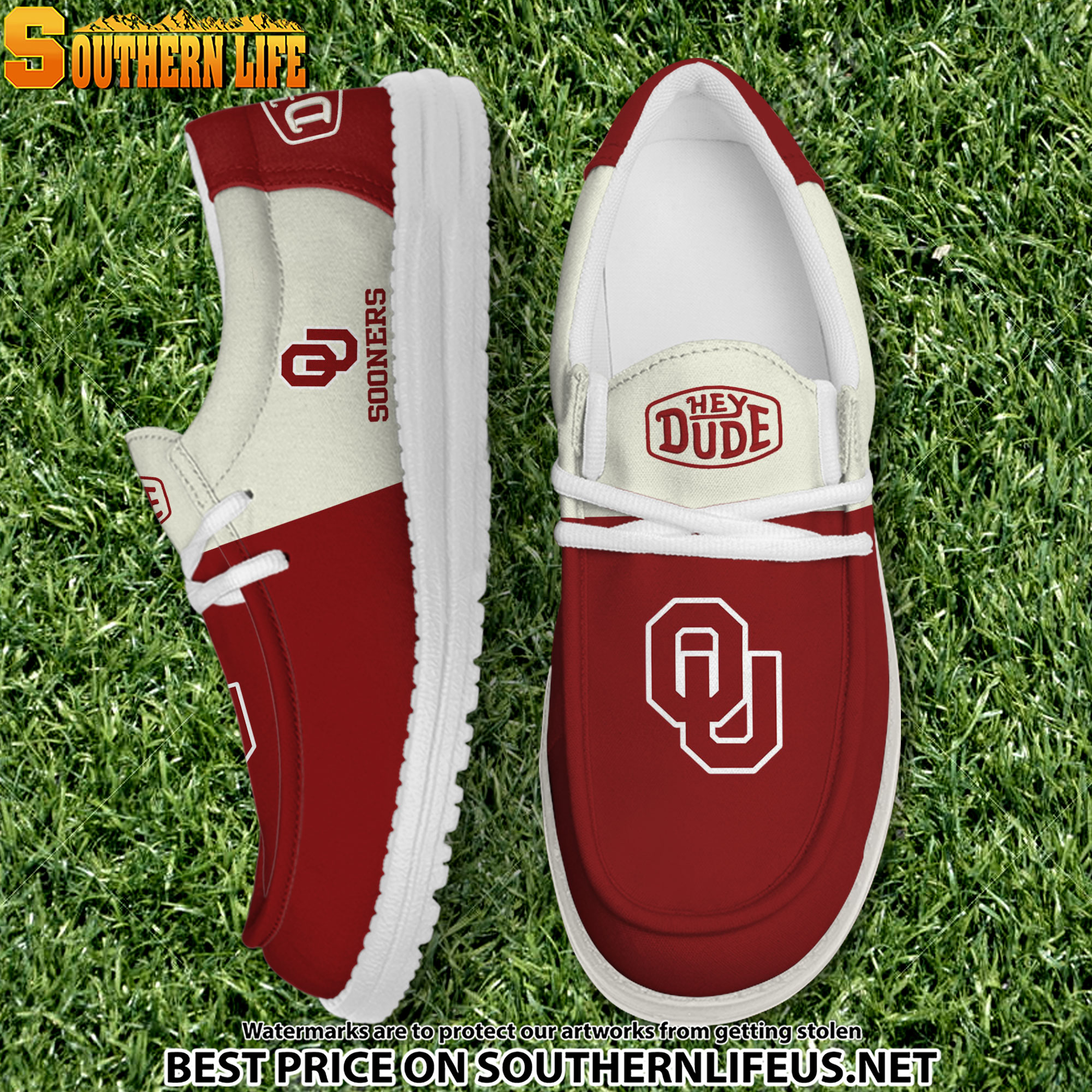 NCA10 Oklahoma Sooners Hey Dude Canvas Loafer Shoes