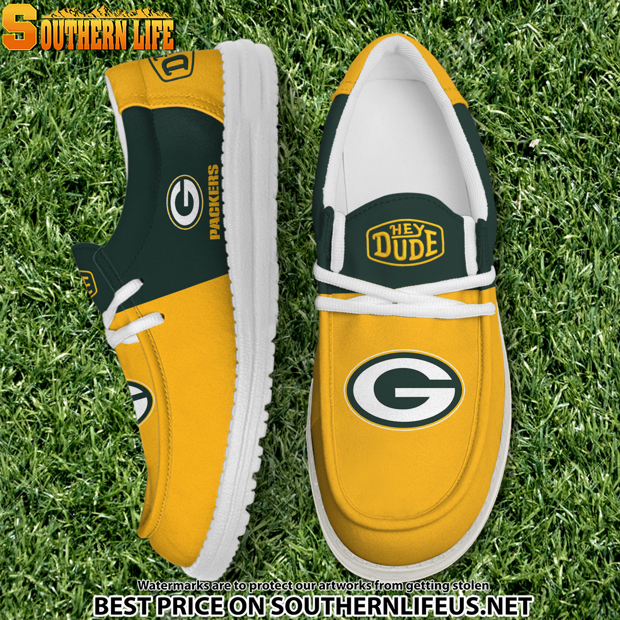 12 Green Bay Packers Football Hey Dude Canvas Loafer Shoes