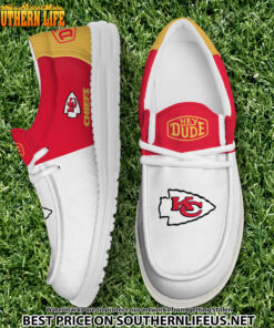 01 Kansas City Chiefs Football White Hey Dude Canvas Loafer Shoes