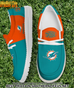 10 Miami Dolphins Football Hey Dude Canvas Loafer Shoes