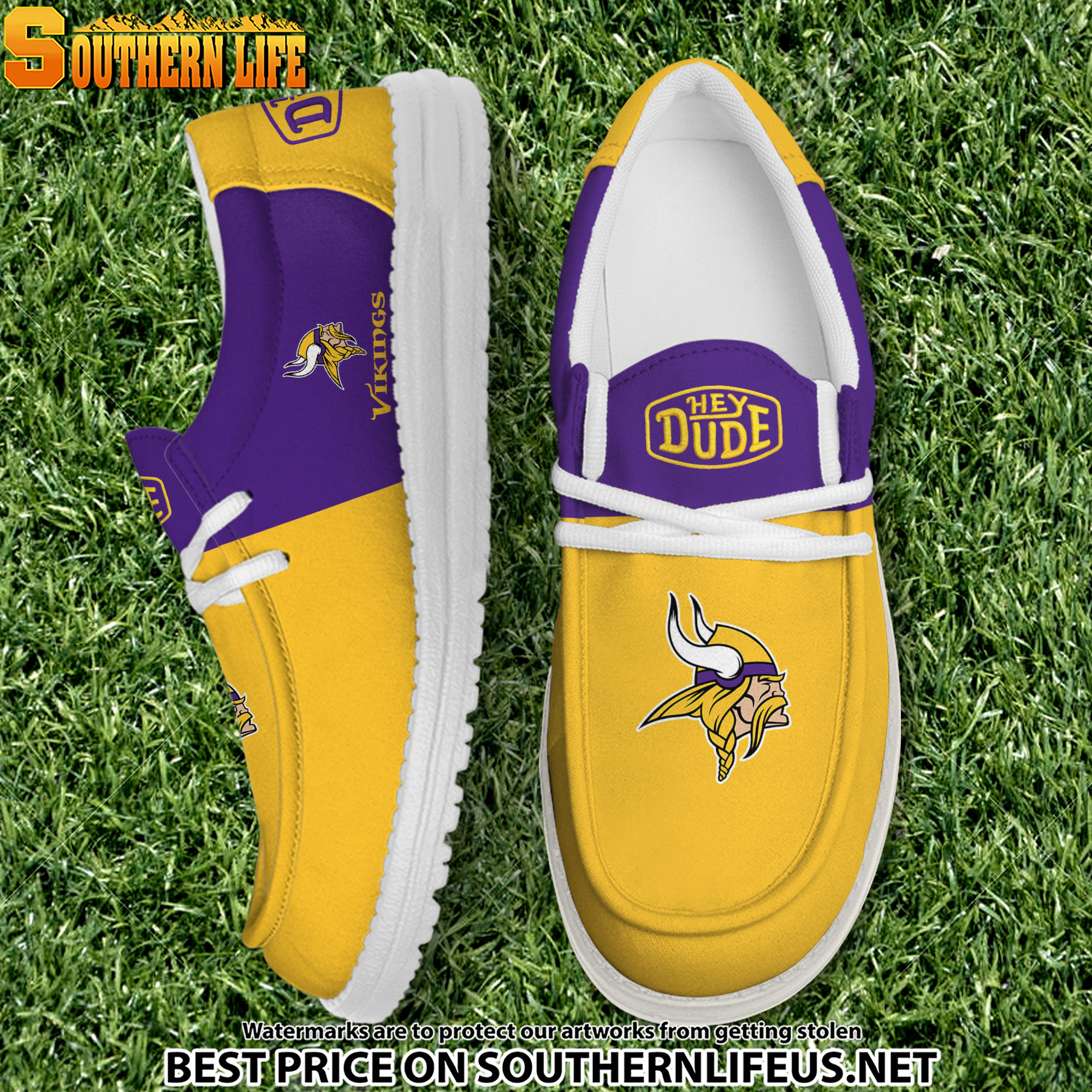 20 Minnesota Vikings Football Hey Dude Canvas Loafer Shoes