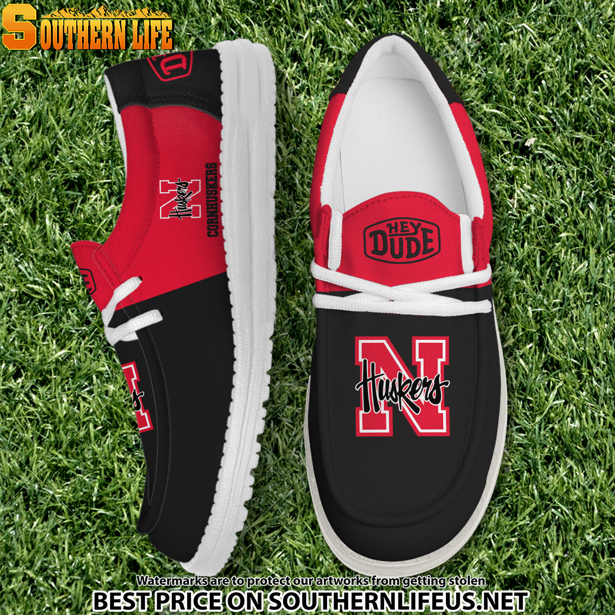 NCA19 Nebraska Cornhuskers Hey Dude Canvas Loafer Shoes