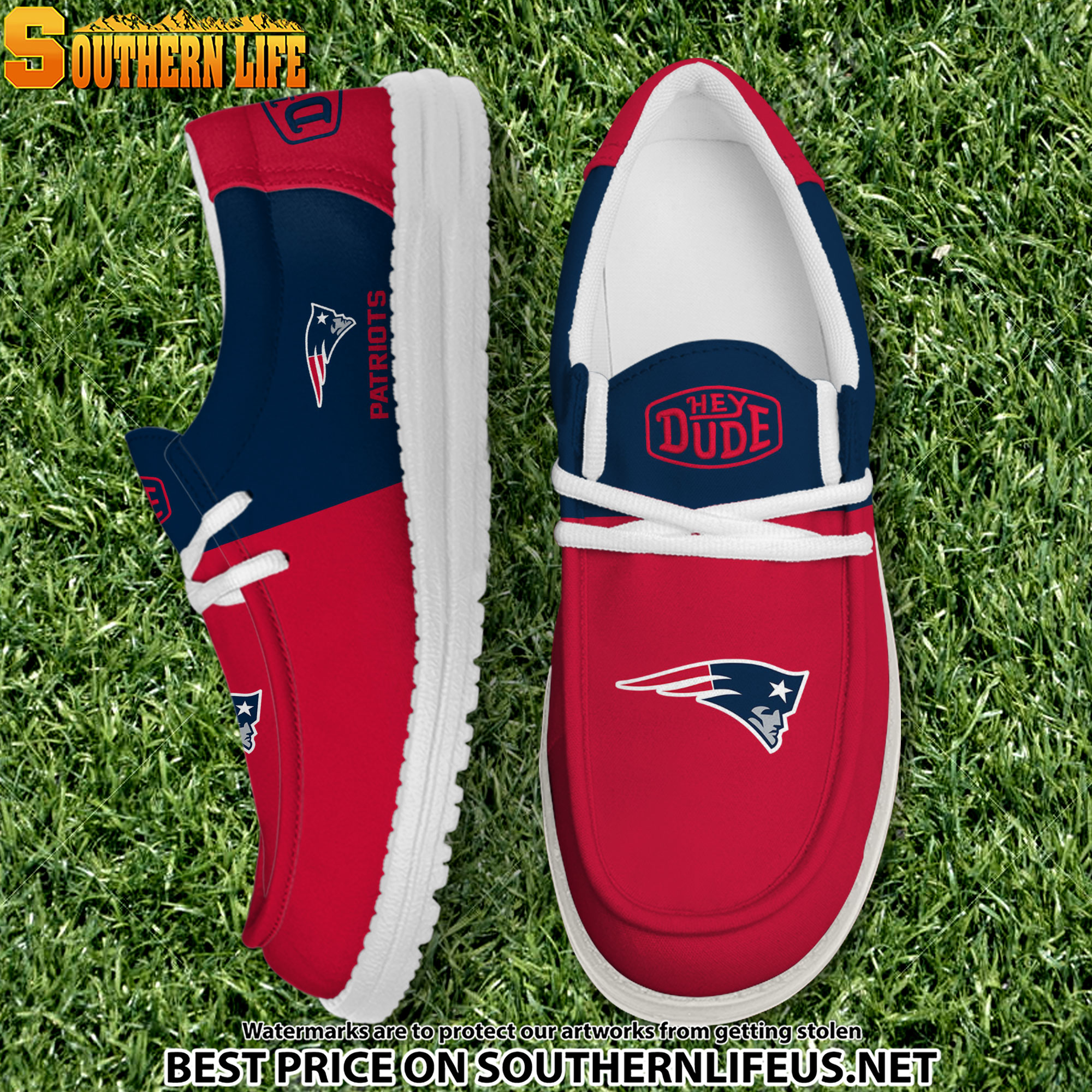 06 New England Patriots Football Hey Dude Canvas Loafer Shoes