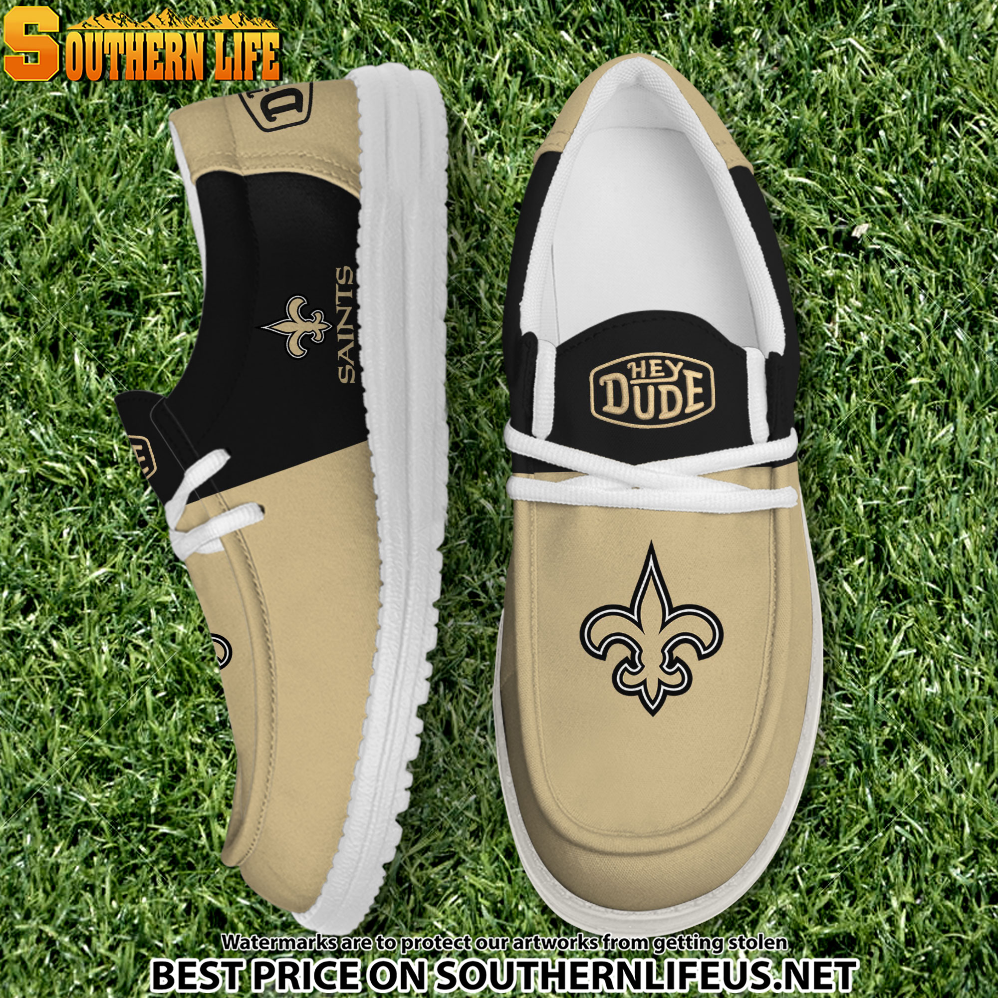 26 New Orleans Saints Football Hey Dude Canvas Loafer Shoes