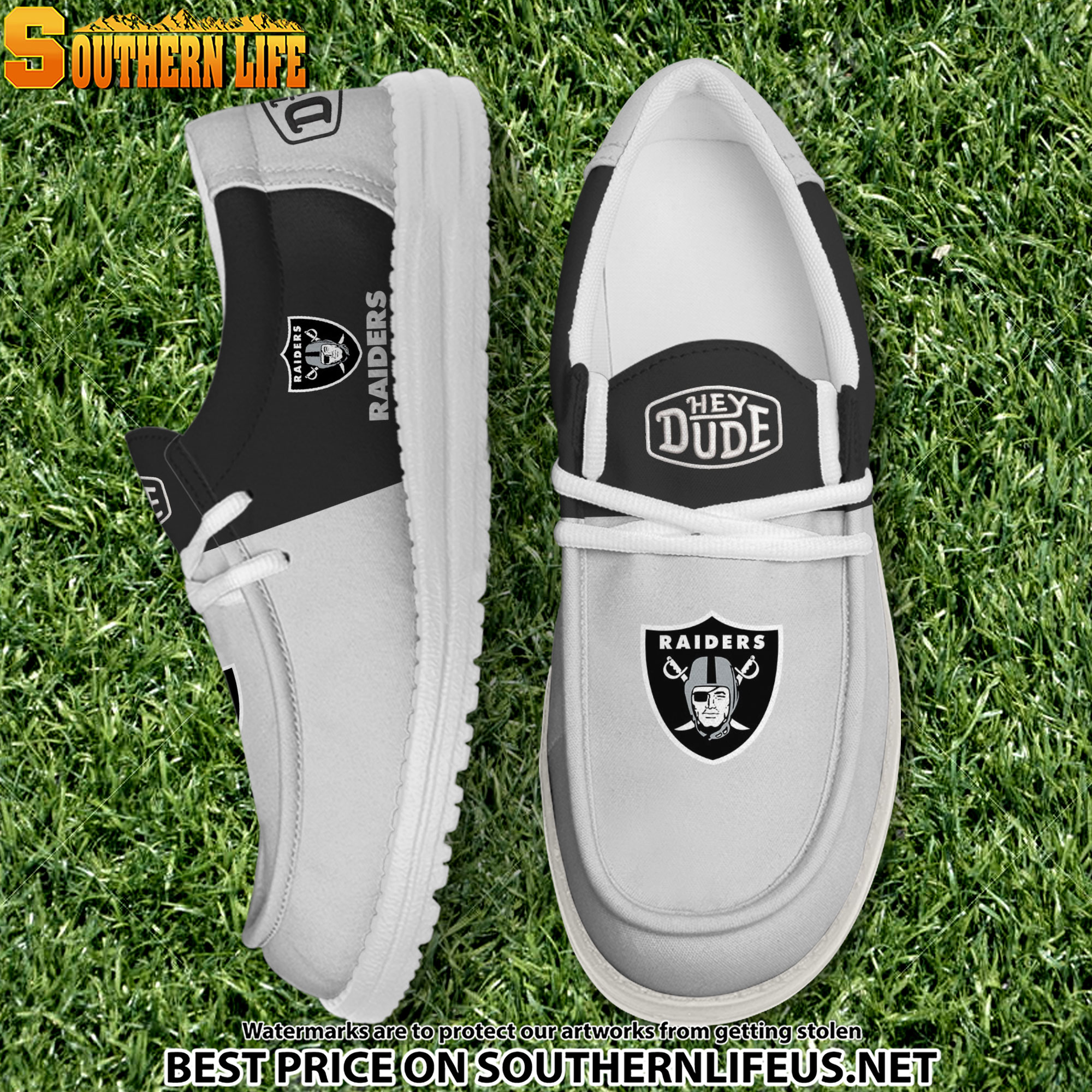 16 Las Vegas Raiders Football Hey Dude Canvas Loafer Shoes