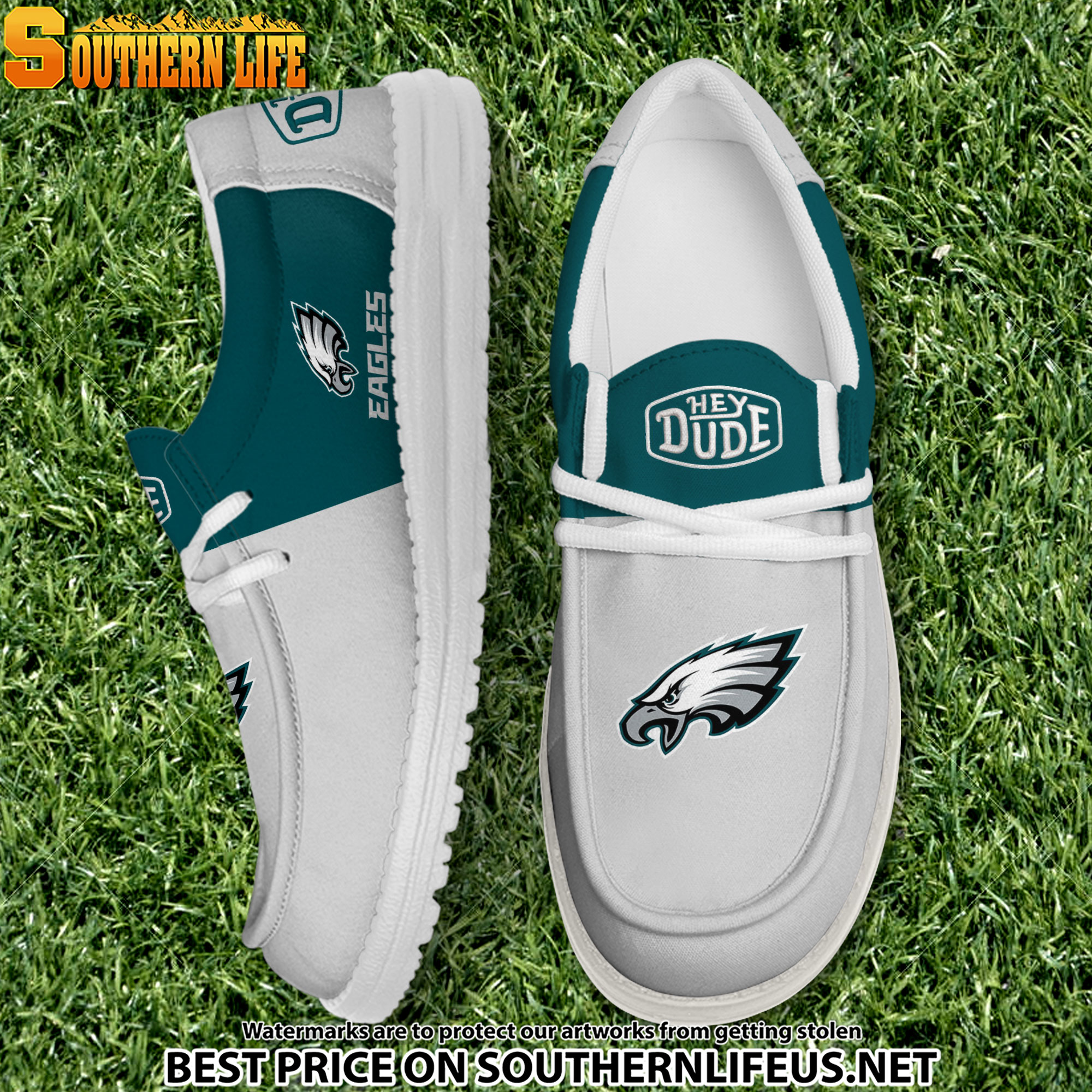 04 Philadelphia Eagles Football Hey Dude Canvas Loafer Shoes