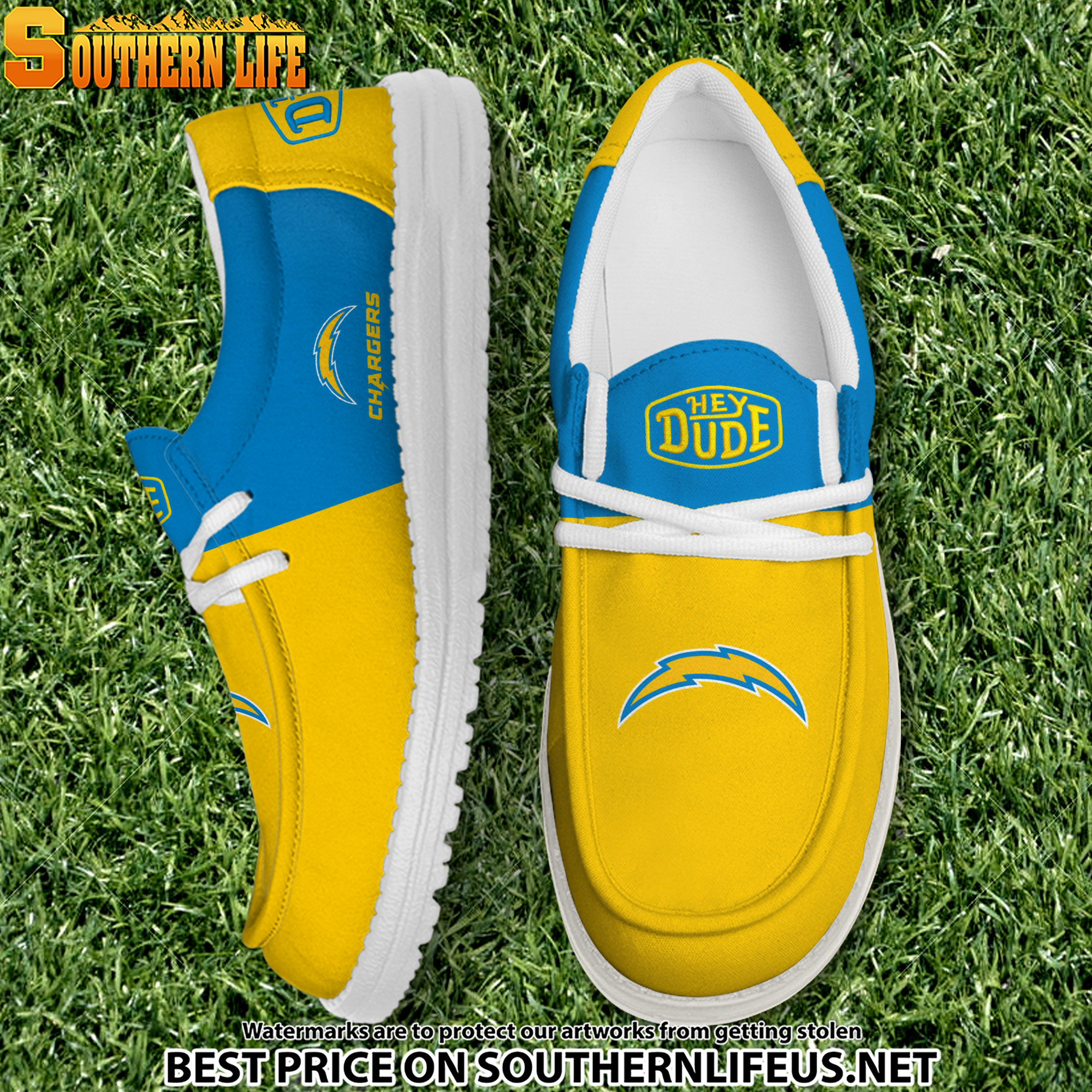 27 Los Angeles Chargers Football Hey Dude Canvas Loafer Shoes