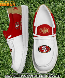 05 San Francisco 49ers Football White Hey Dude Canvas Loafer Shoes